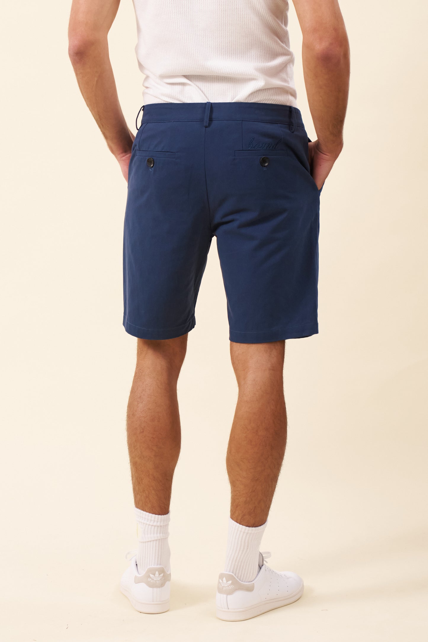 PLEAT SMART CANVAS SHORTS - NAVY