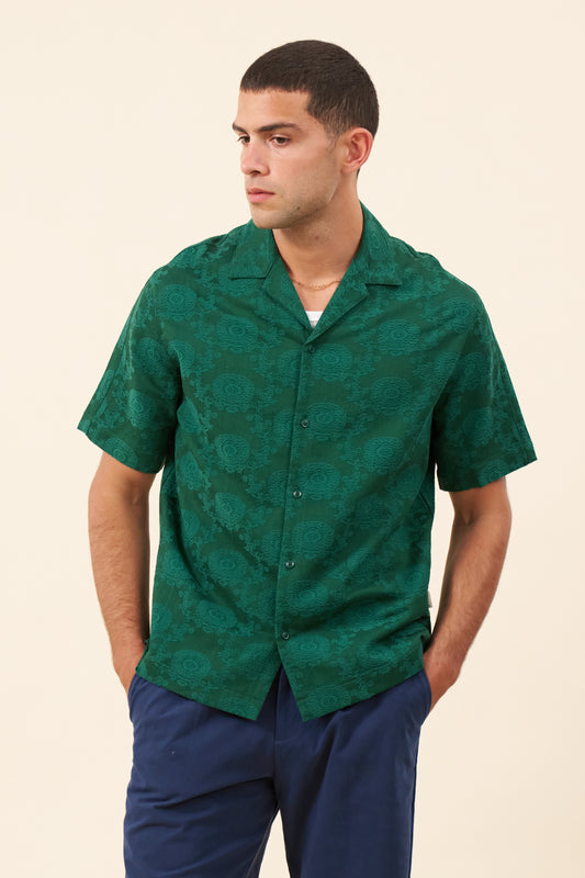 FLORA EMBROIDERED SHIRT - GREEN