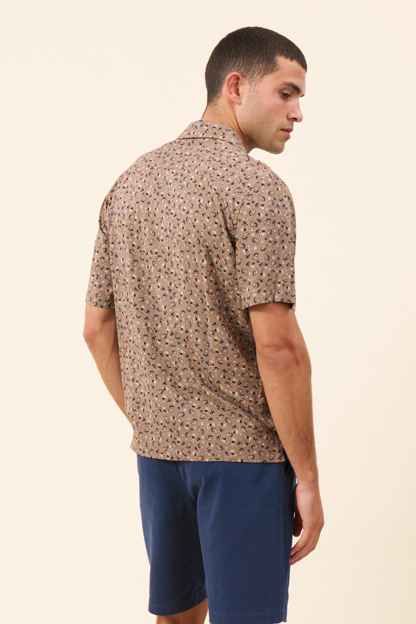 PAISLEY RAYON SHIRT - MUSHROOM