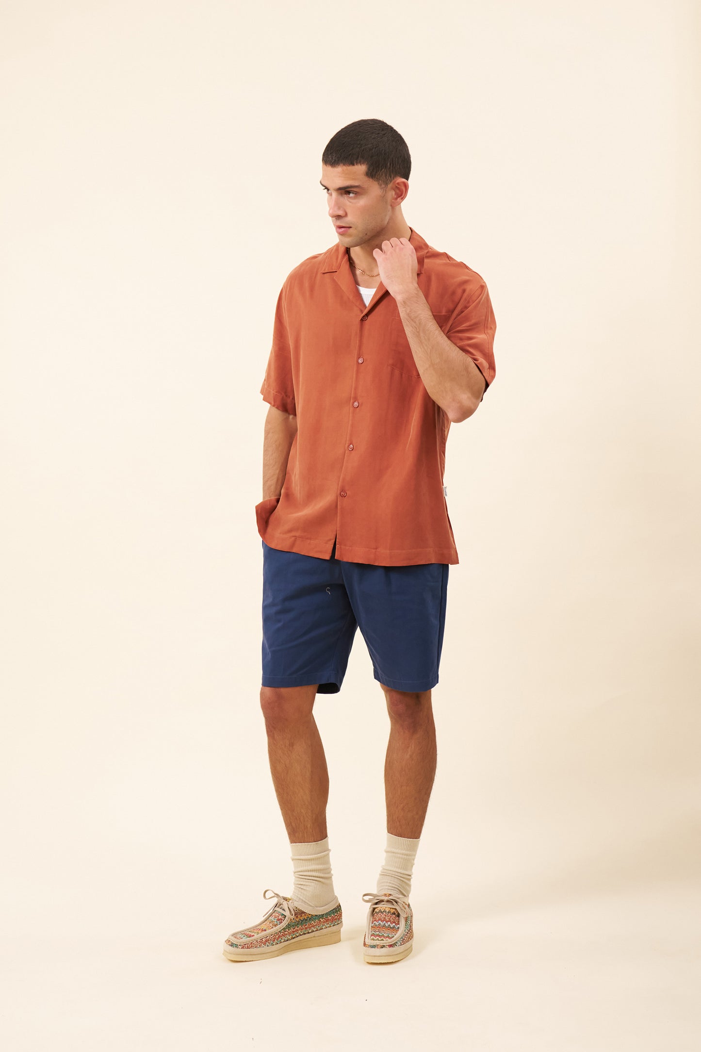 VINTAGE CUPRO CUBAN SHIRT - BURNT ORANGE