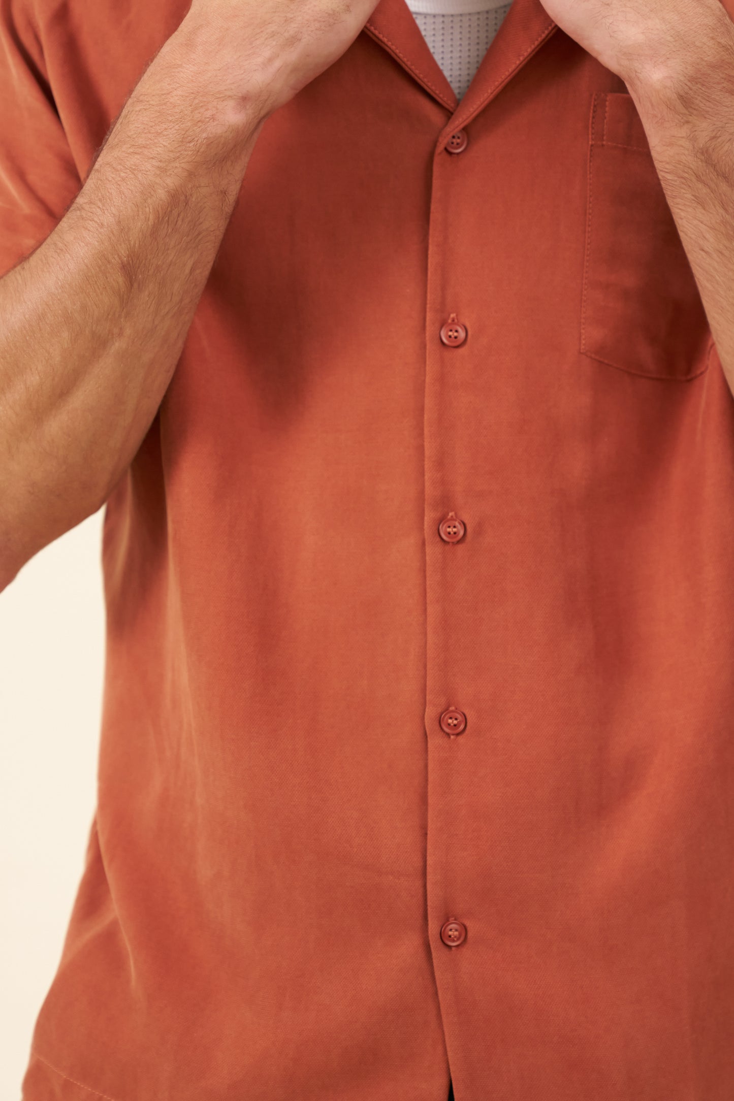 VINTAGE CUPRO CUBAN SHIRT - BURNT ORANGE