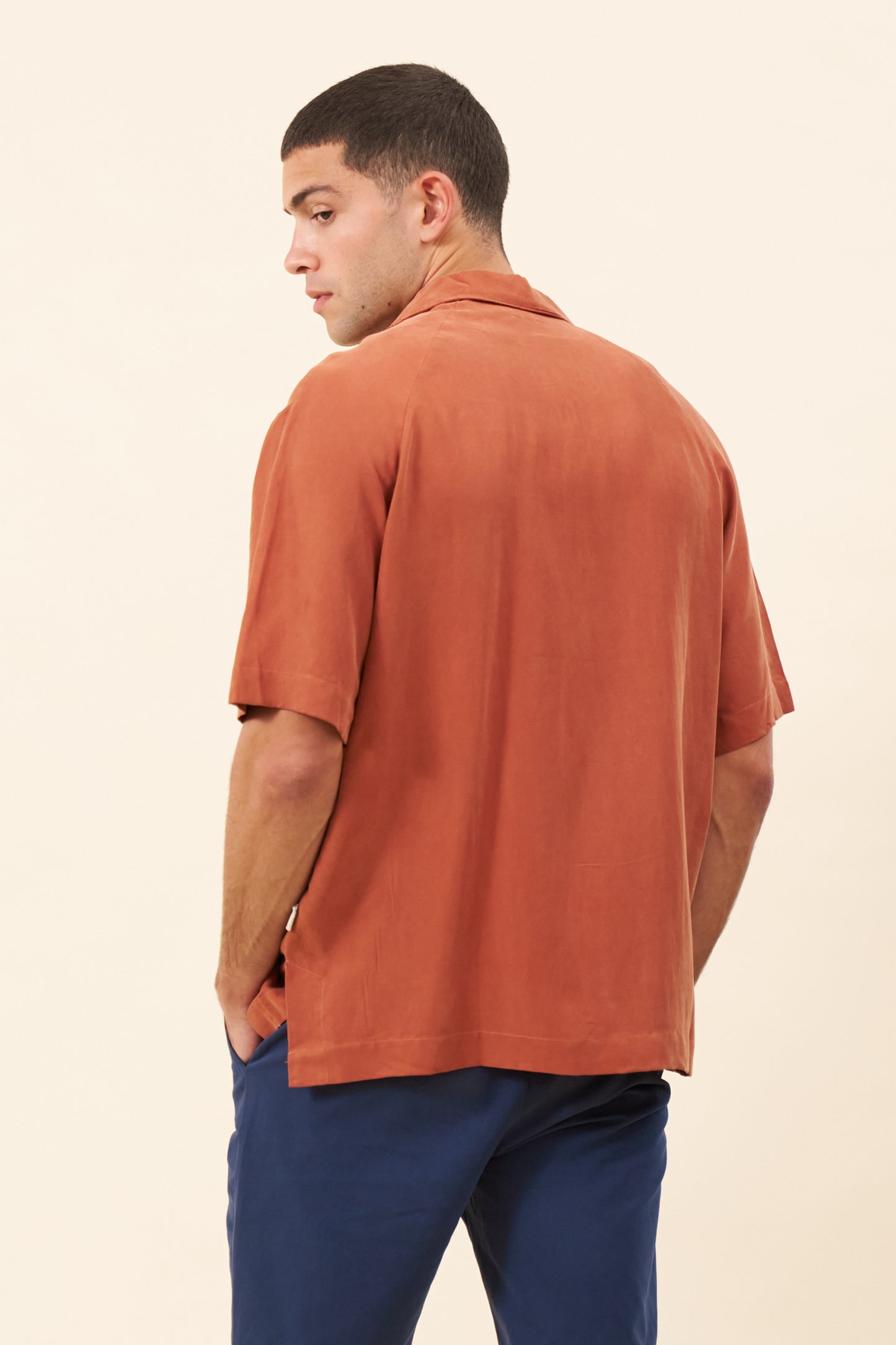 VINTAGE CUPRO CUBAN SHIRT - BURNT ORANGE