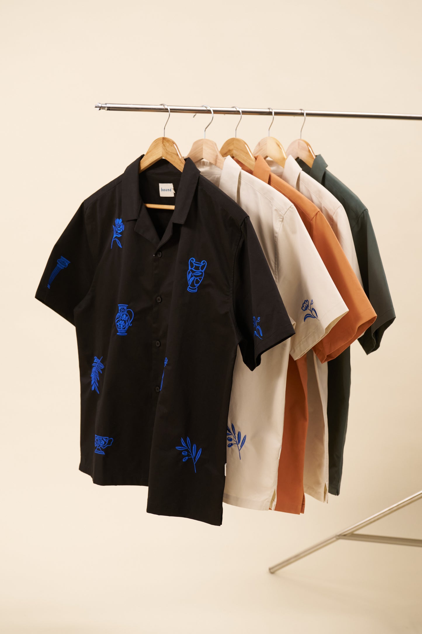 GRECIAN EMBROIDERED SHIRT - BLACK
