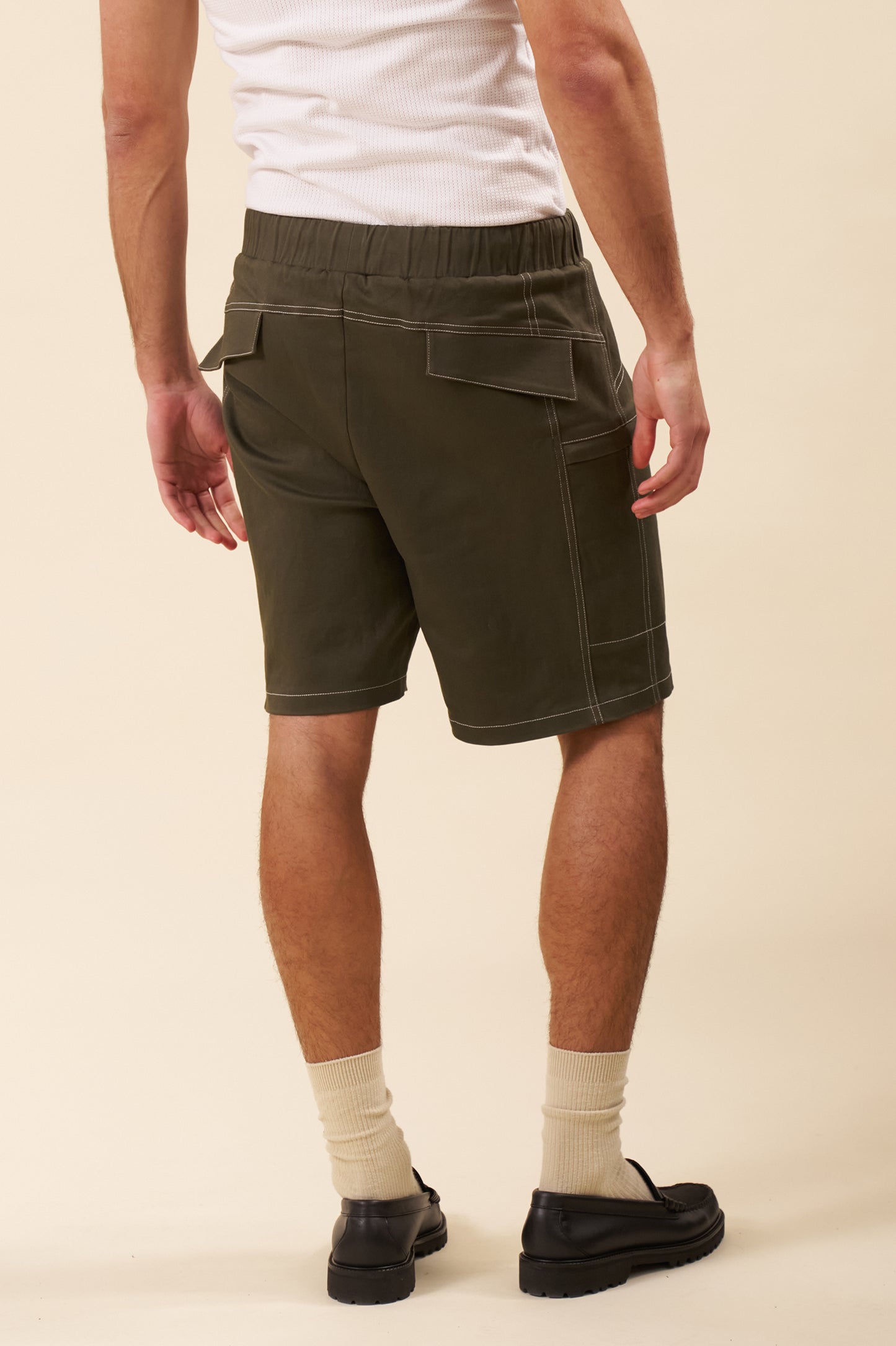 CANVAS CONTRAST SHORTS - ARMY GREEN