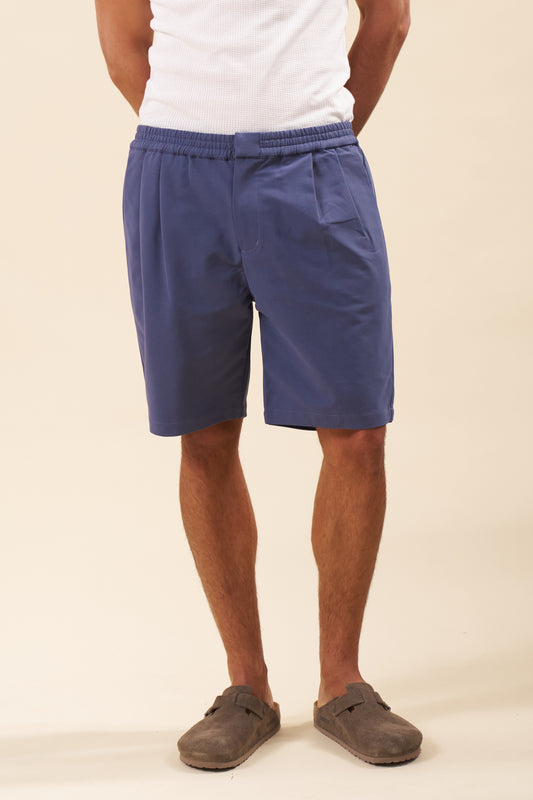 PEACHED CANVAS SHORTS - MID BLUE