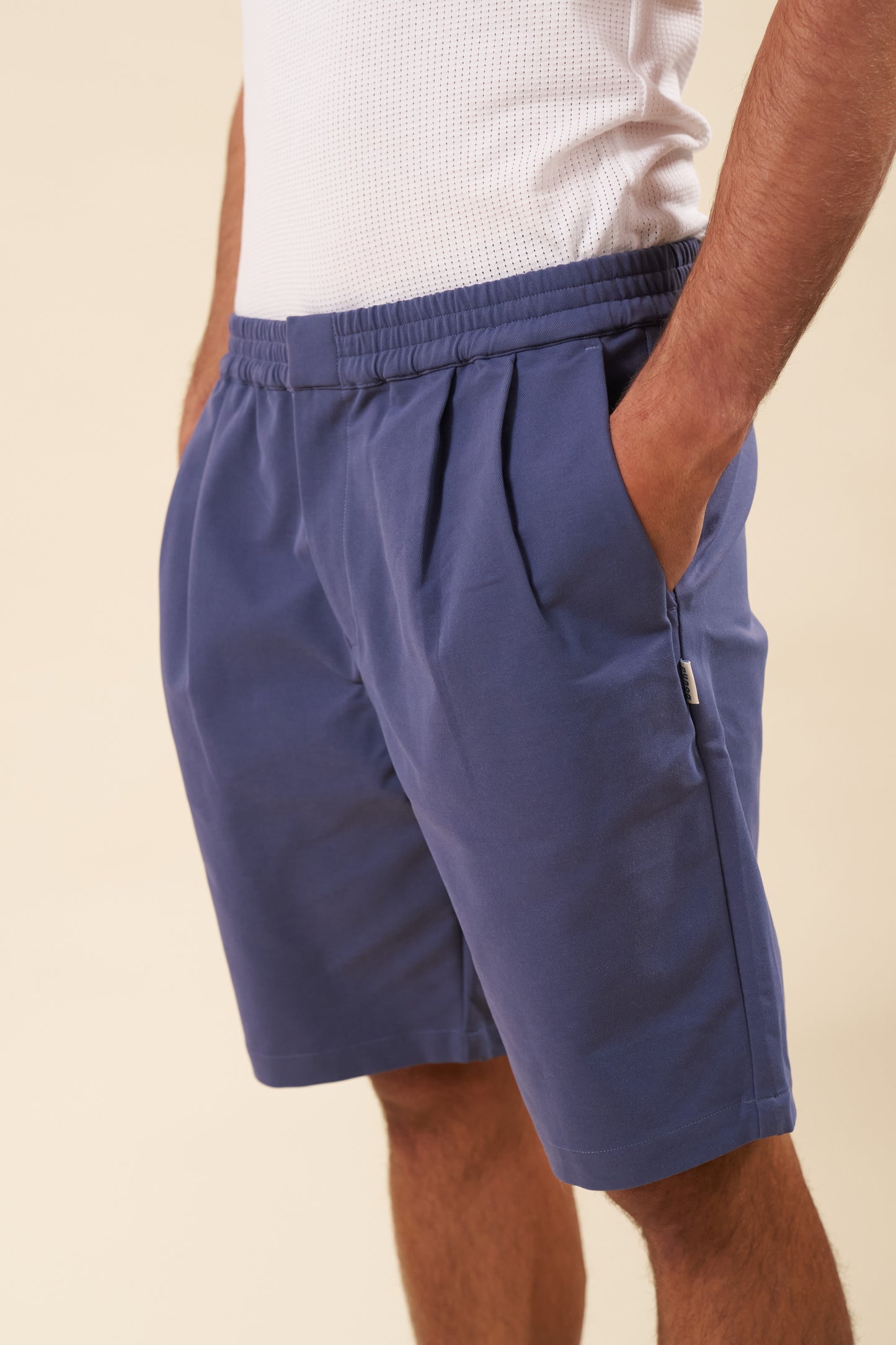 PEACHED CANVAS SHORTS - MID BLUE