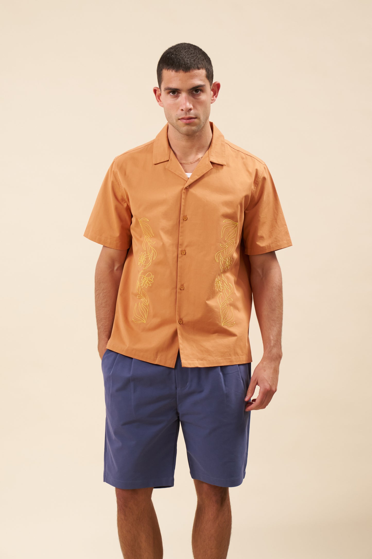 PEACHED CANVAS SHORTS - MID BLUE