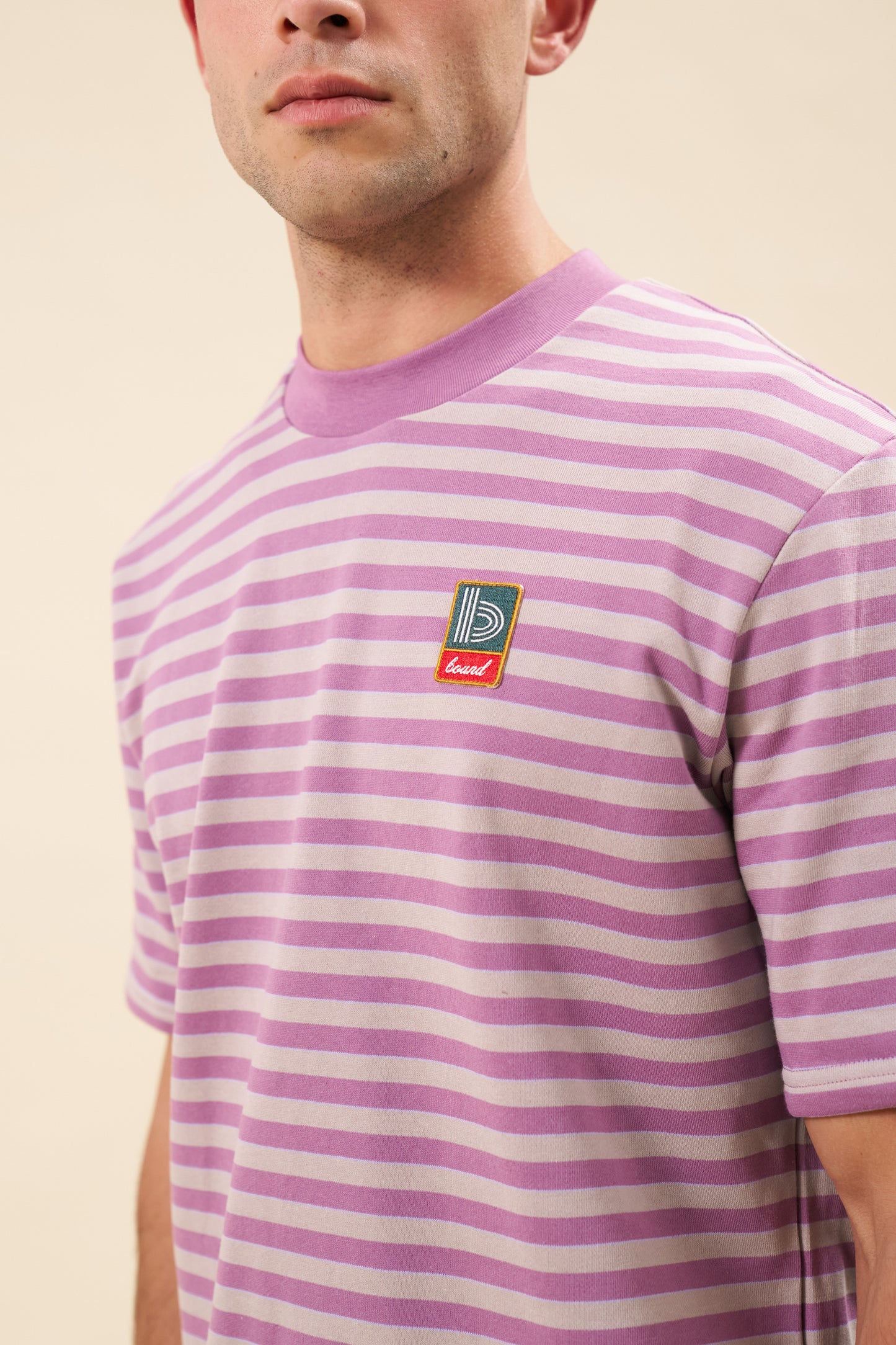 STRIPE RETRO PATCH TEE - MAUVE