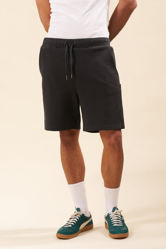 PIQUE WAFFLE SHORTS - BLACK