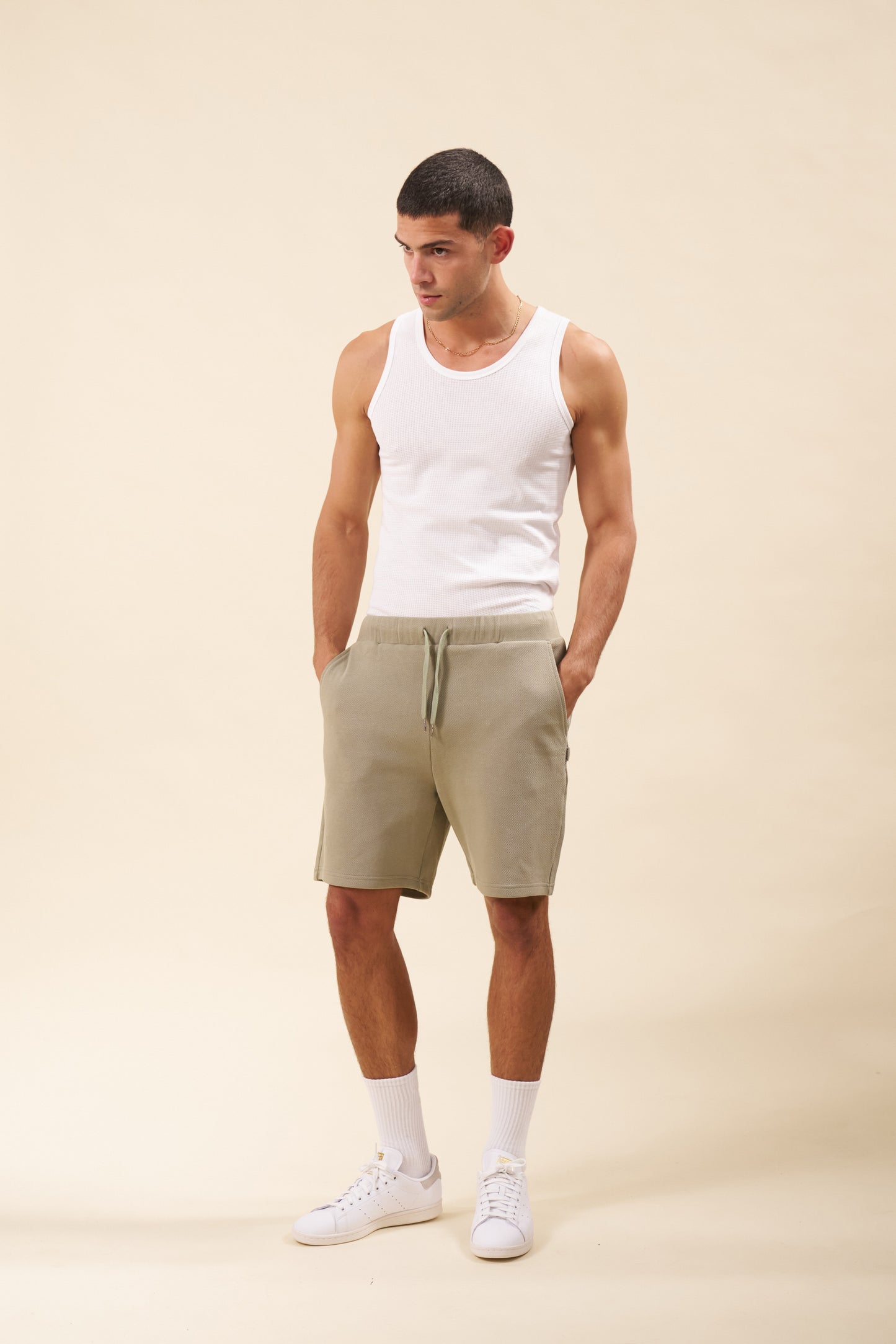 PIQUE WAFFLE SHORTS - SAGE