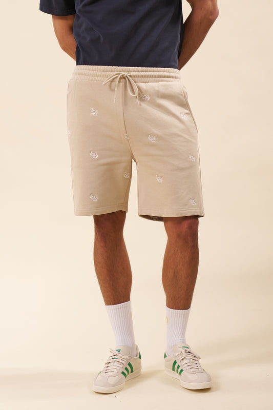 LINK EMBROIDERY SWEAT SHORTS - SAND