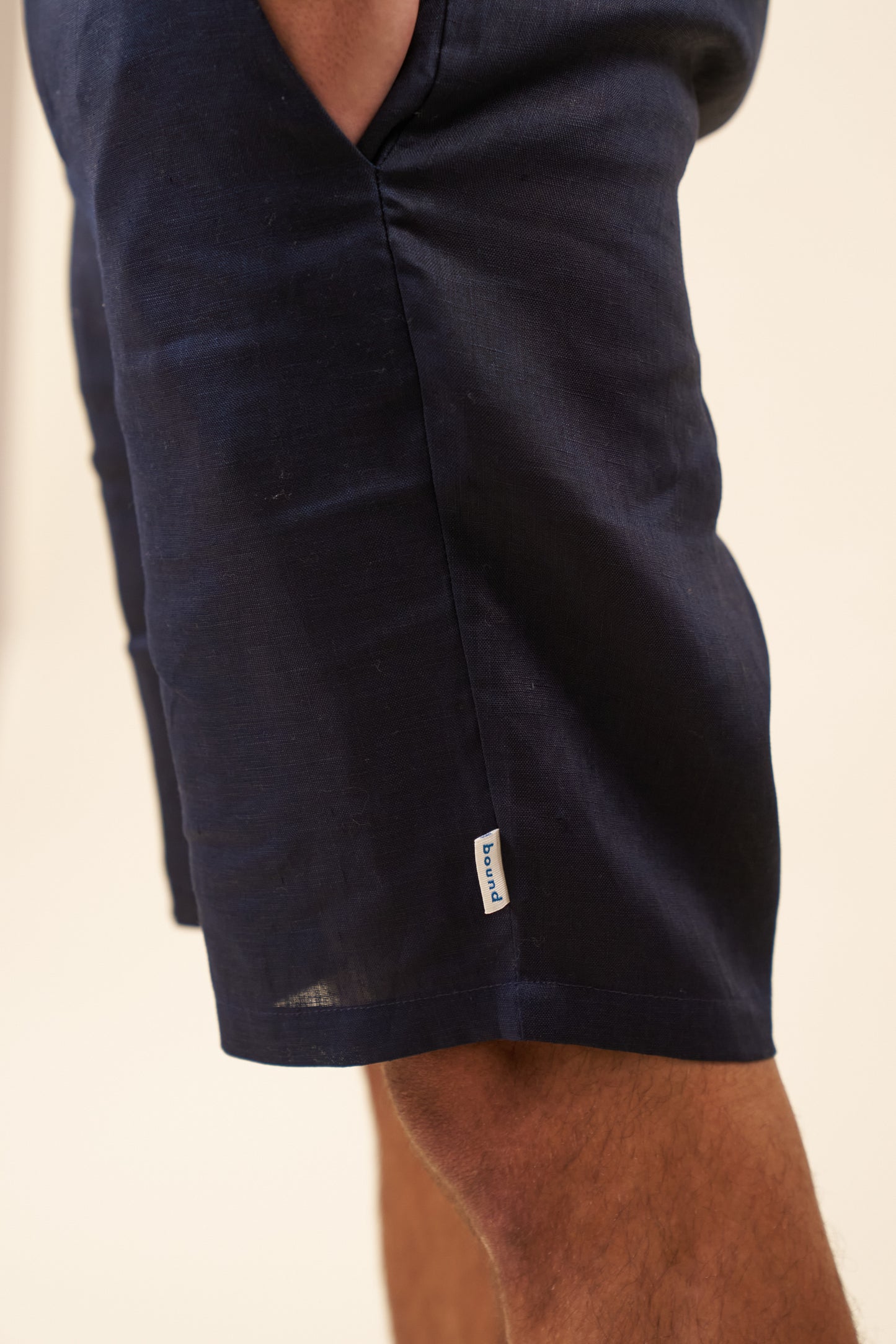 ALFAMA LINEN SHORTS - NAVY