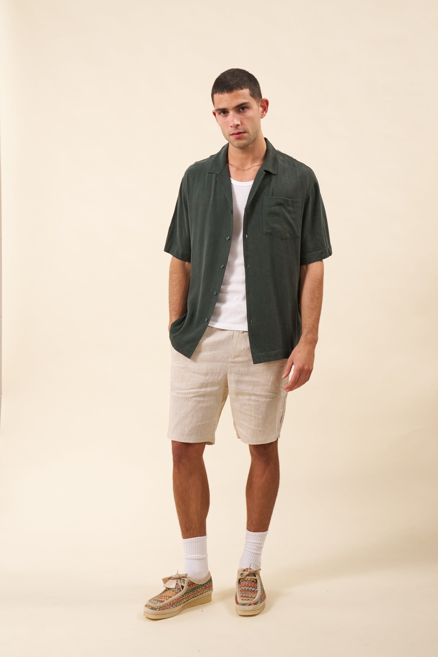 VINTAGE CUPRO CUBAN SHIRT - FOREST
