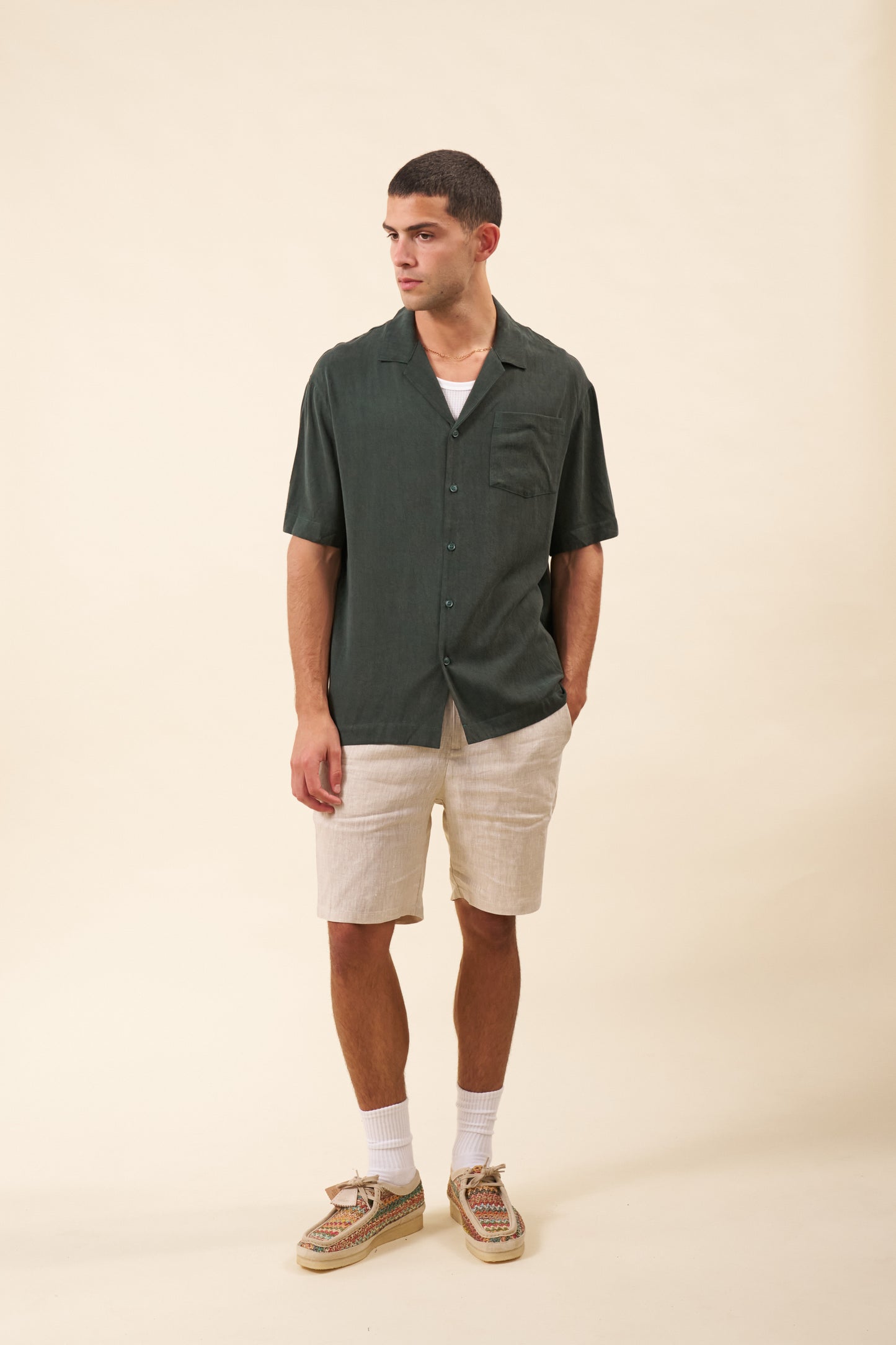 VINTAGE CUPRO CUBAN SHIRT - FOREST