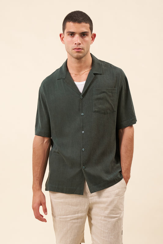 VINTAGE CUPRO CUBAN SHIRT - FOREST