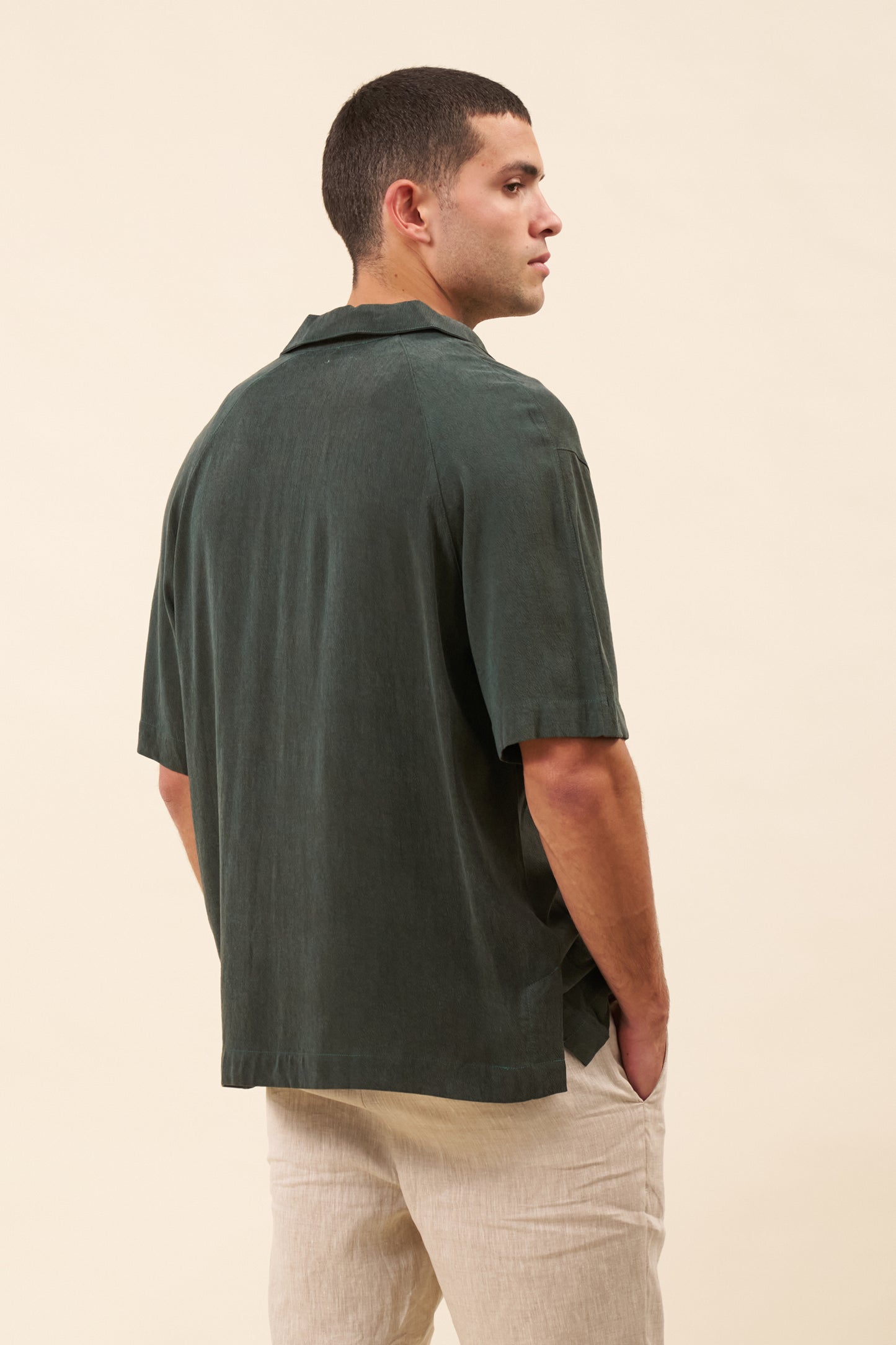 VINTAGE CUPRO CUBAN SHIRT - FOREST