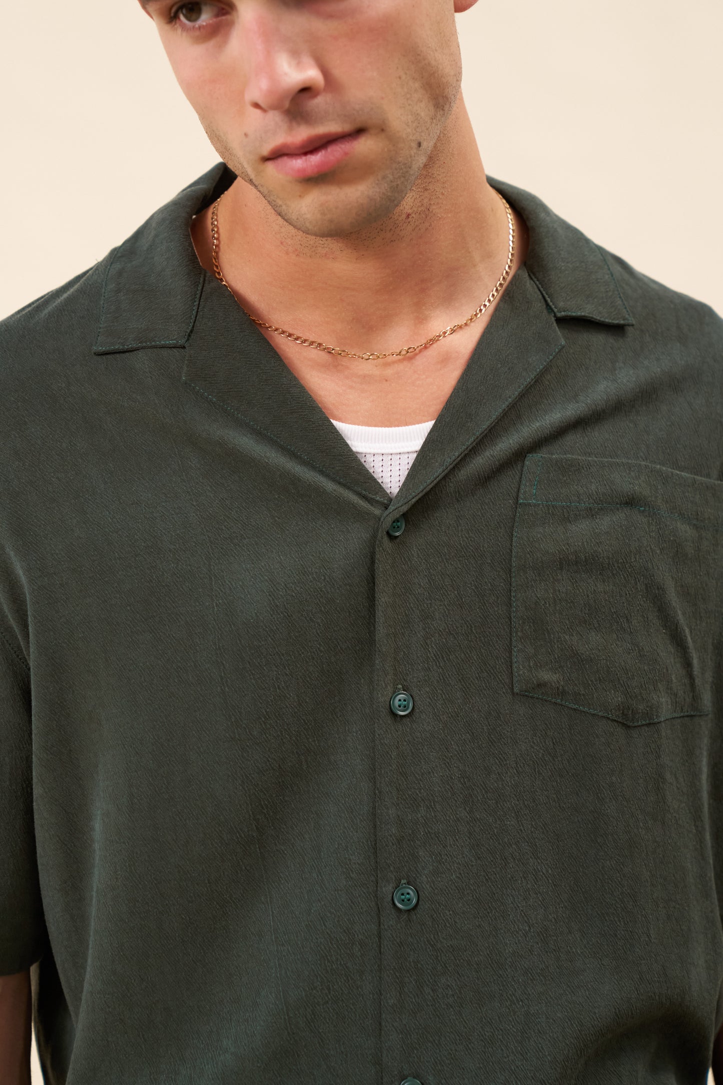 VINTAGE CUPRO CUBAN SHIRT - FOREST