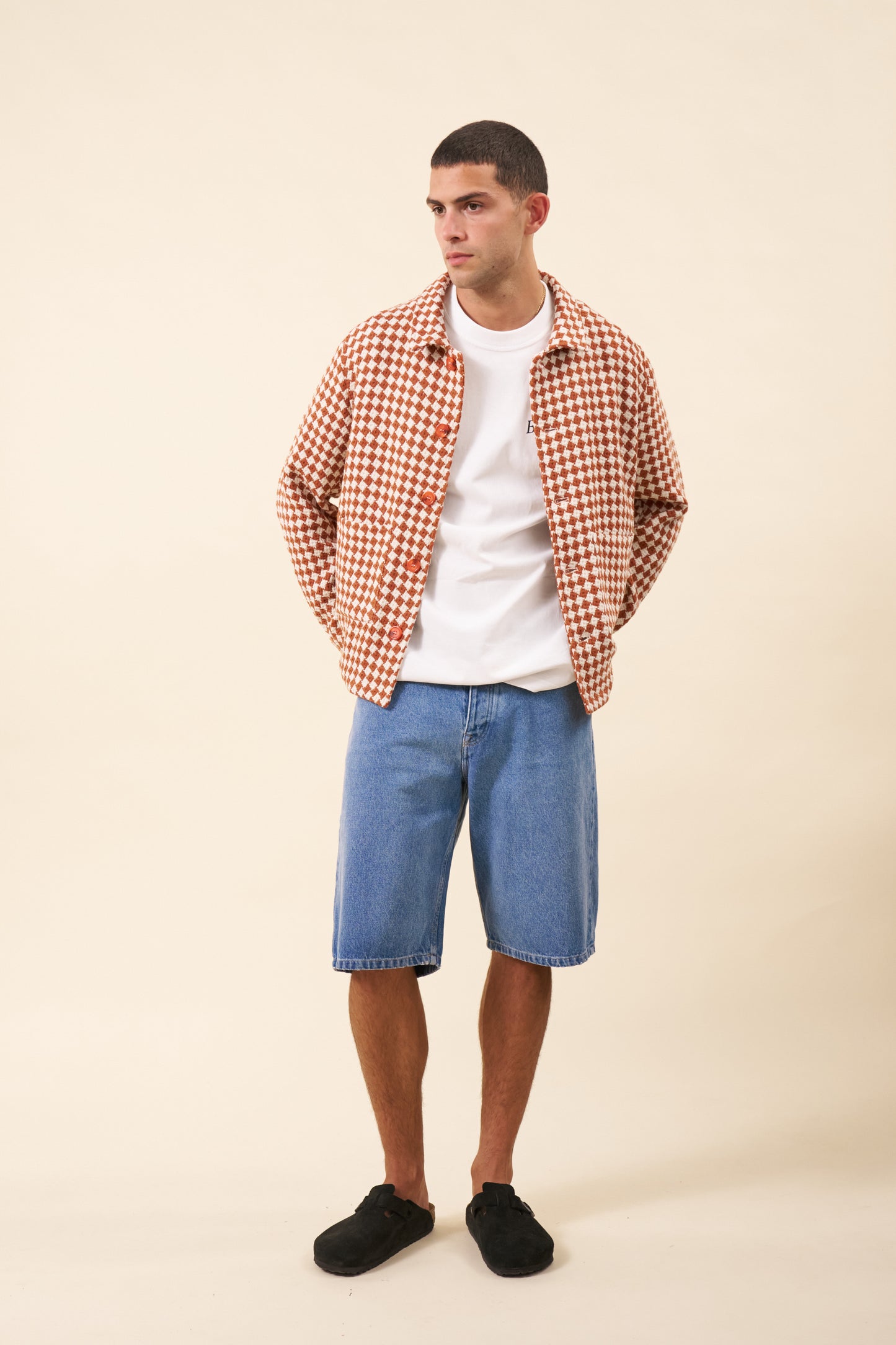 CHECKERED WOVEN OVERSHIRT - RUST