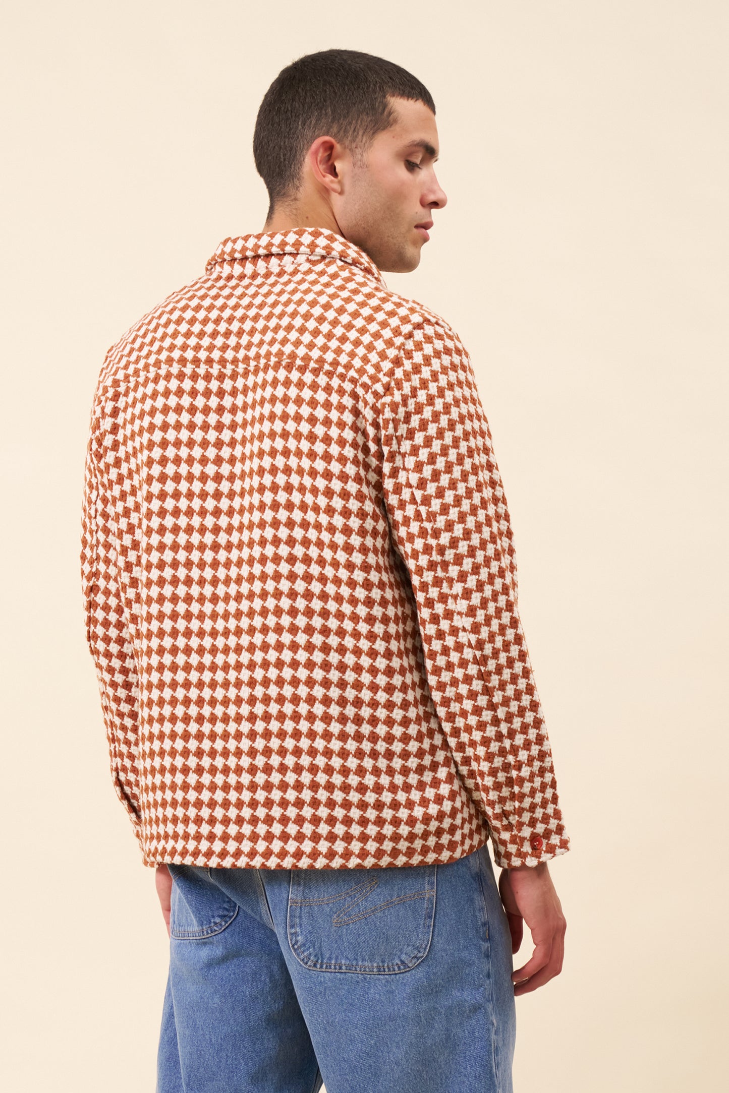 CHECKERED WOVEN OVERSHIRT - RUST