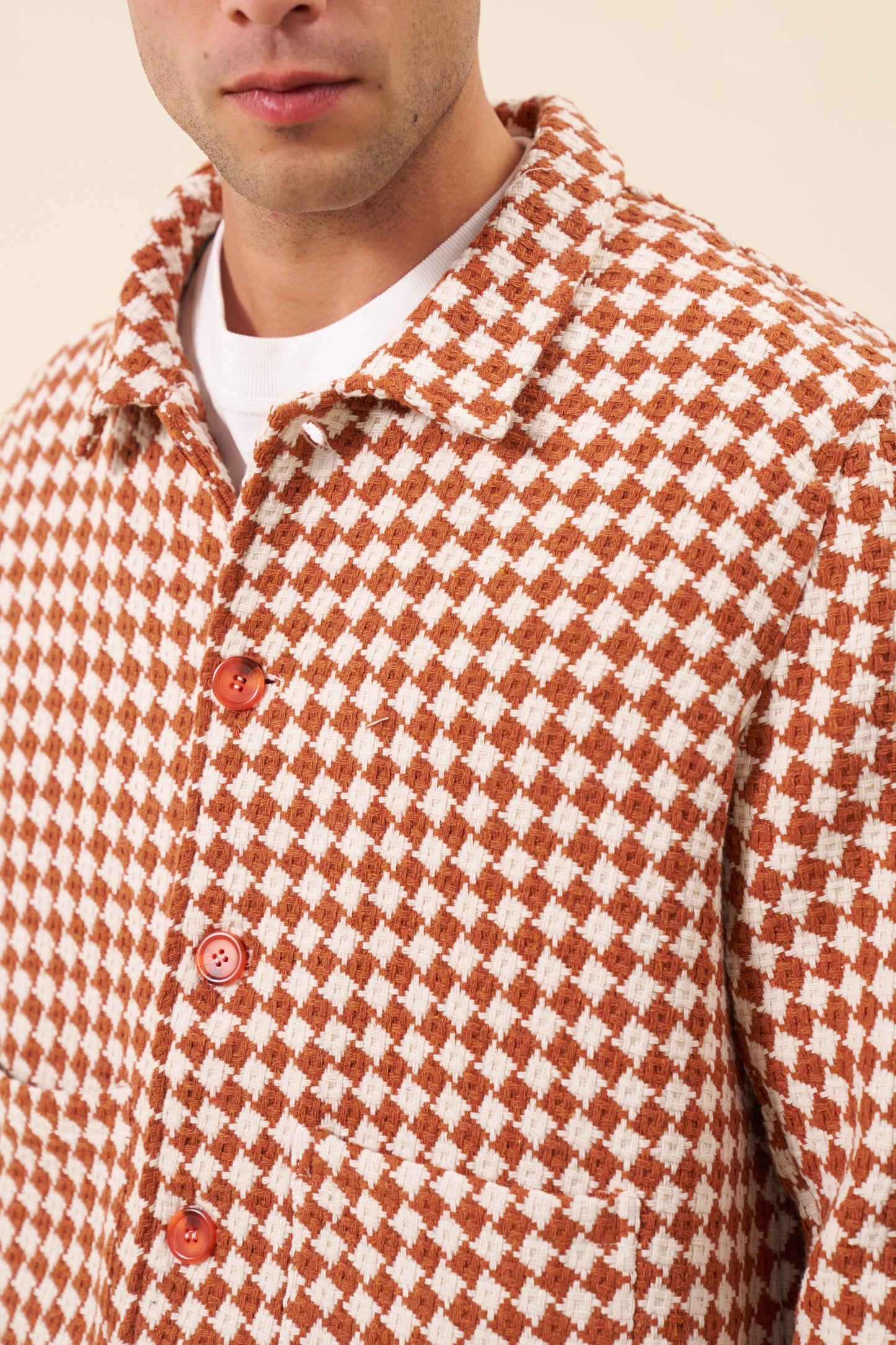 CHECKERED WOVEN OVERSHIRT - RUST