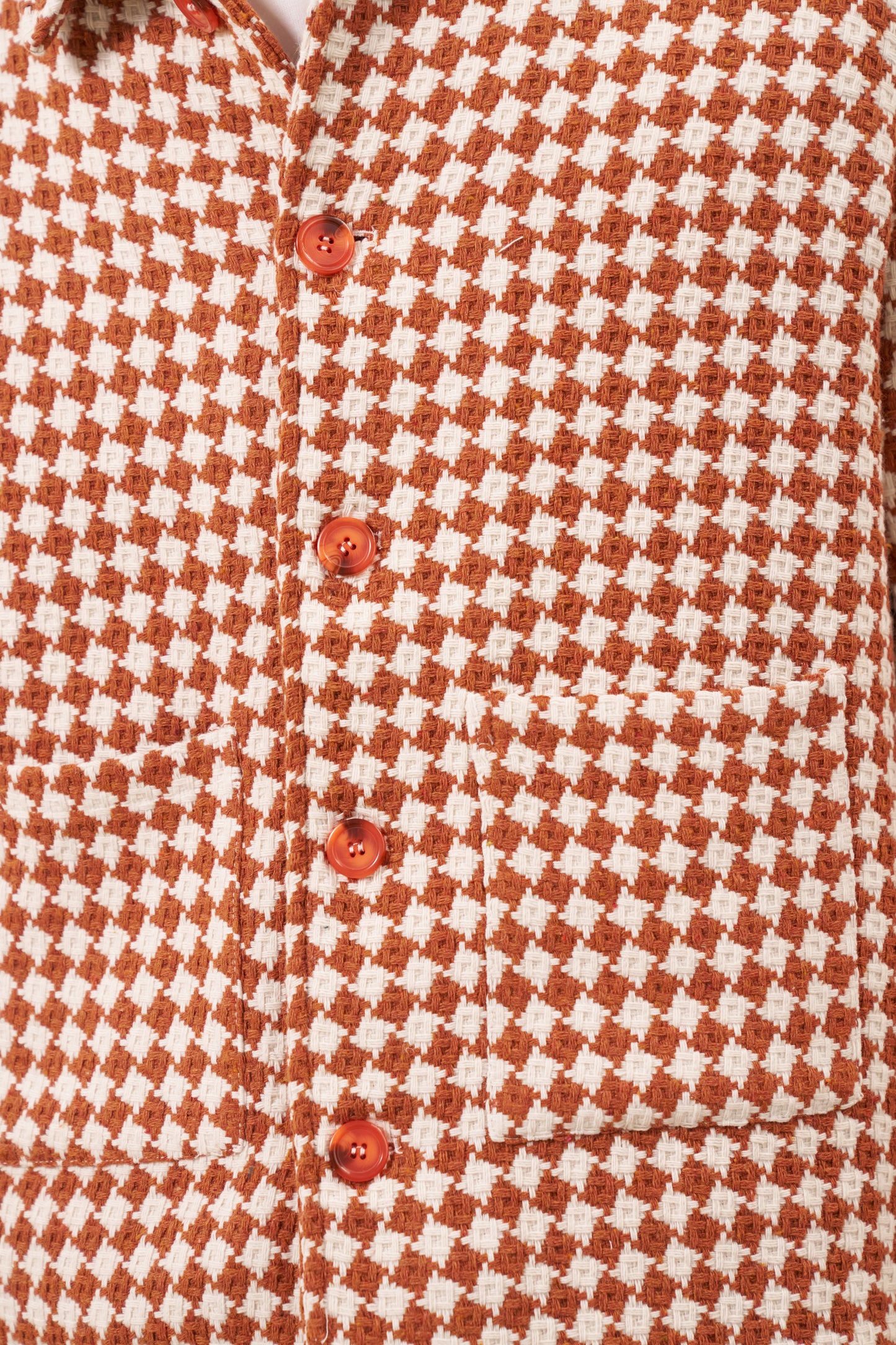 CHECKERED WOVEN OVERSHIRT - RUST