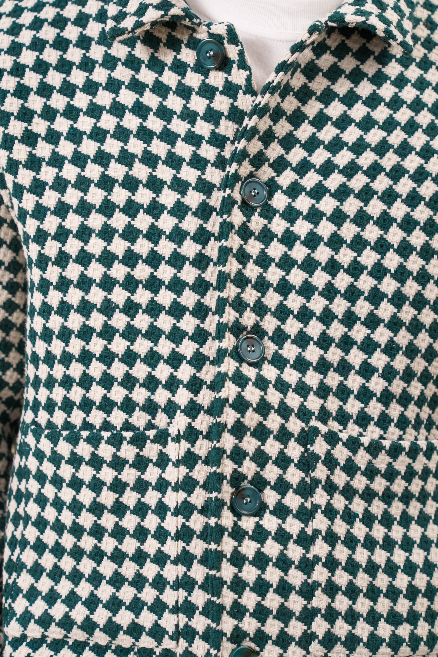 CHECKERED WOVEN OVERSHIRT - BOTTLE GREEN