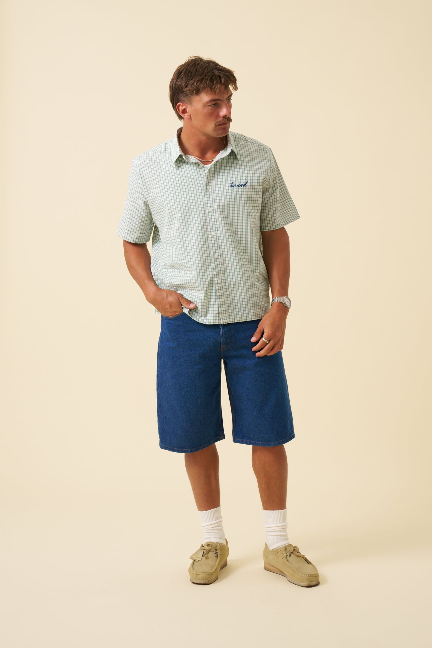 BOTHA CROPPED GINGHAM SHIRT - GREEN