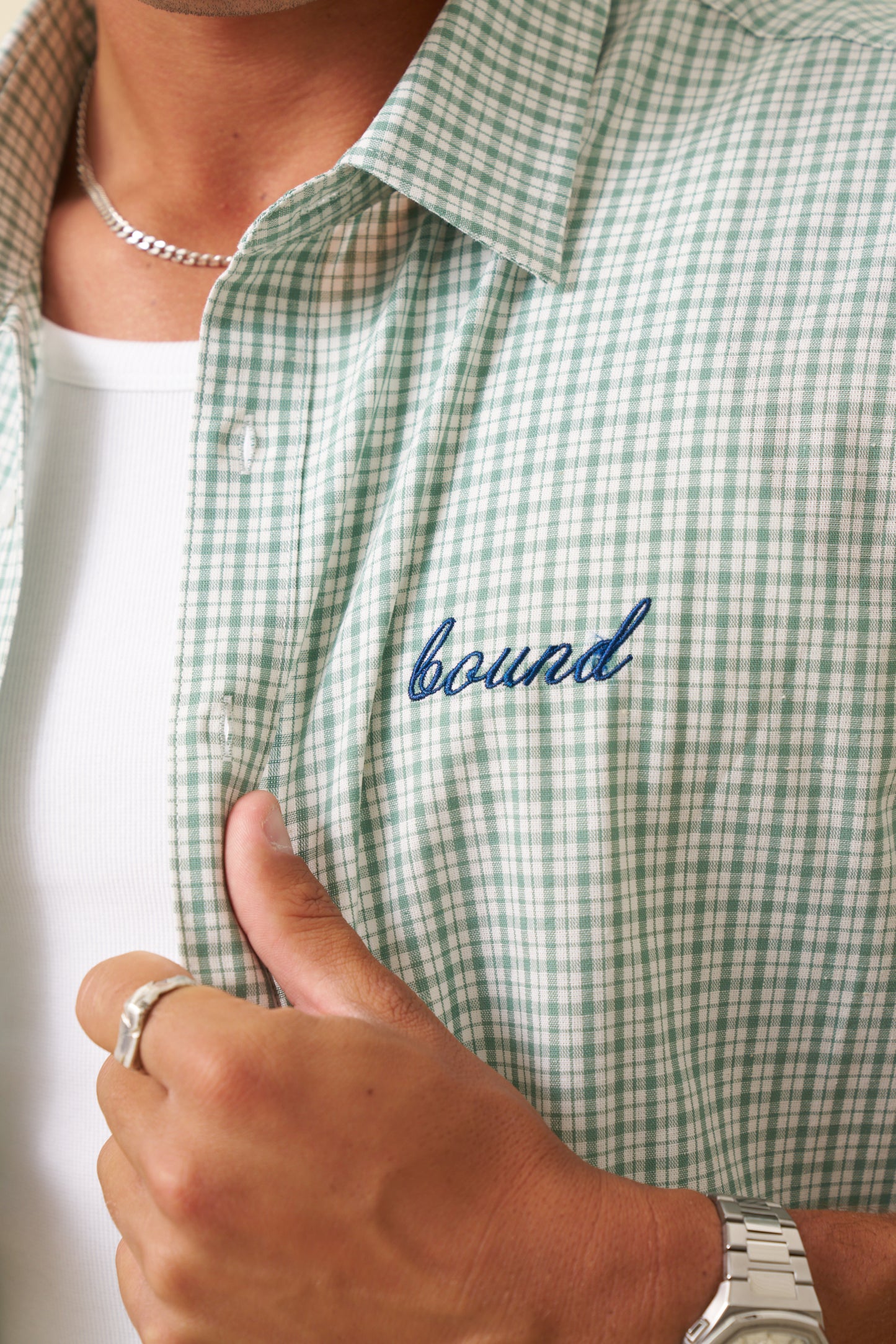 BOTHA CROPPED GINGHAM SHIRT - GREEN