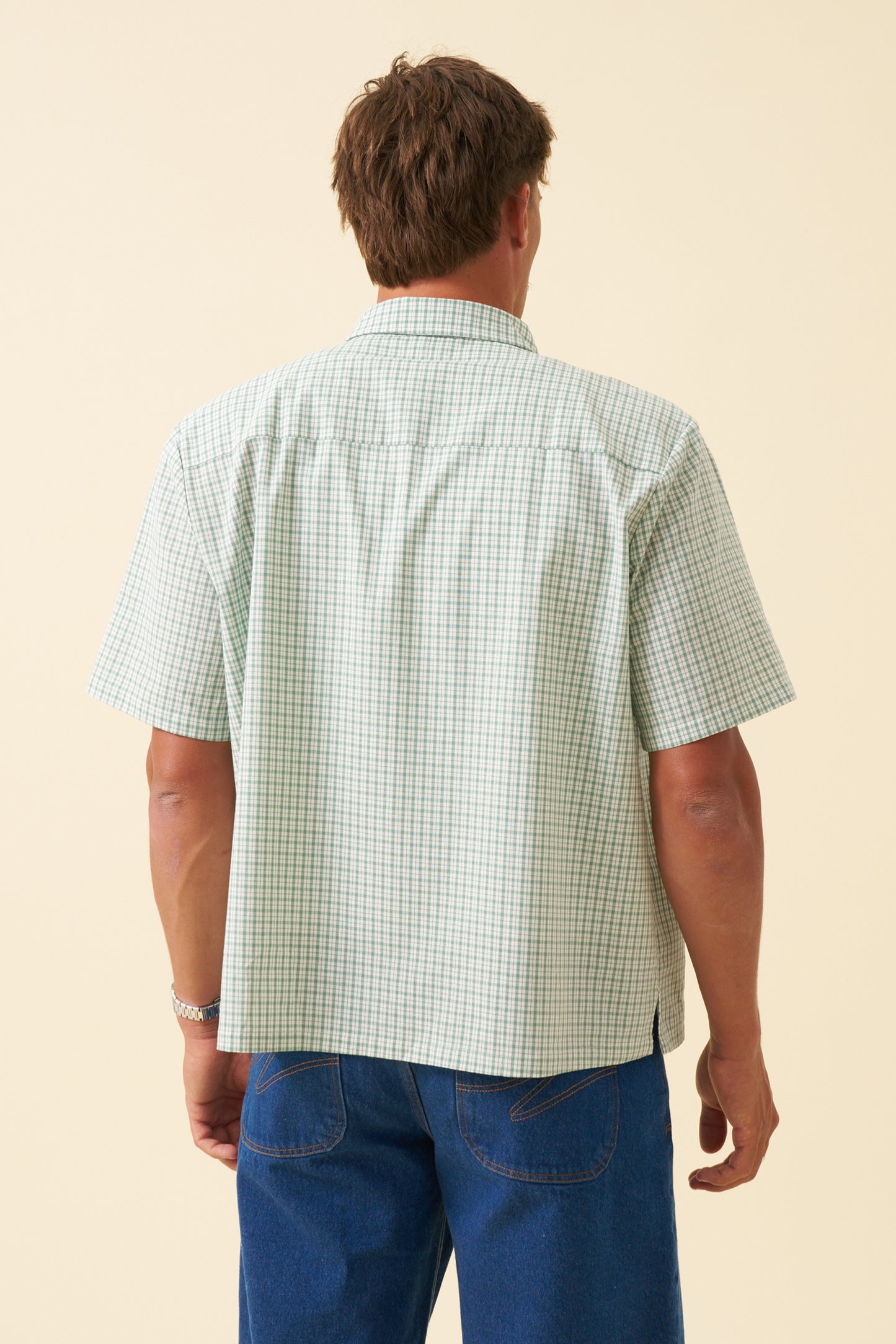 BOTHA CROPPED GINGHAM SHIRT - GREEN