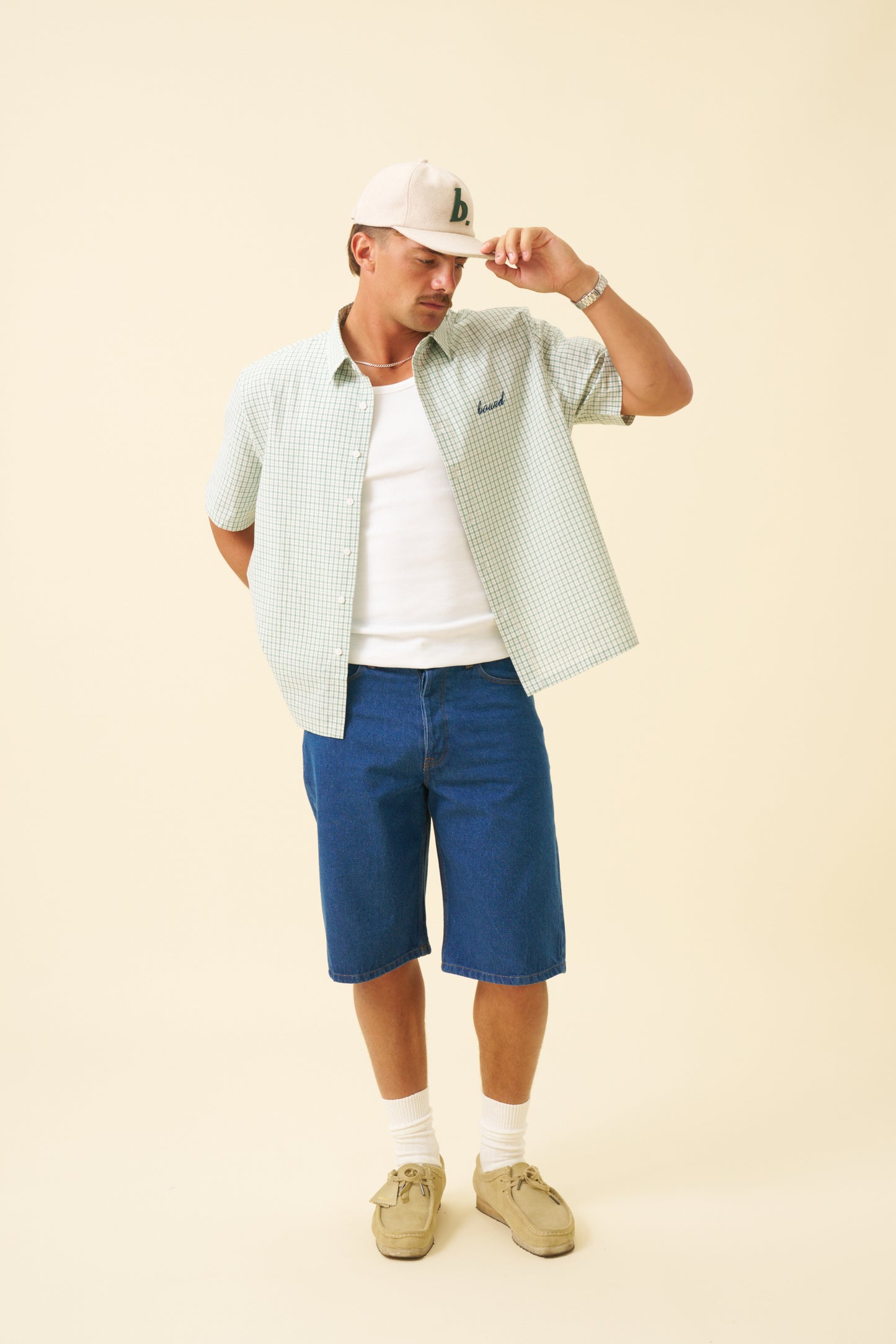 BOTHA CROPPED GINGHAM SHIRT - GREEN