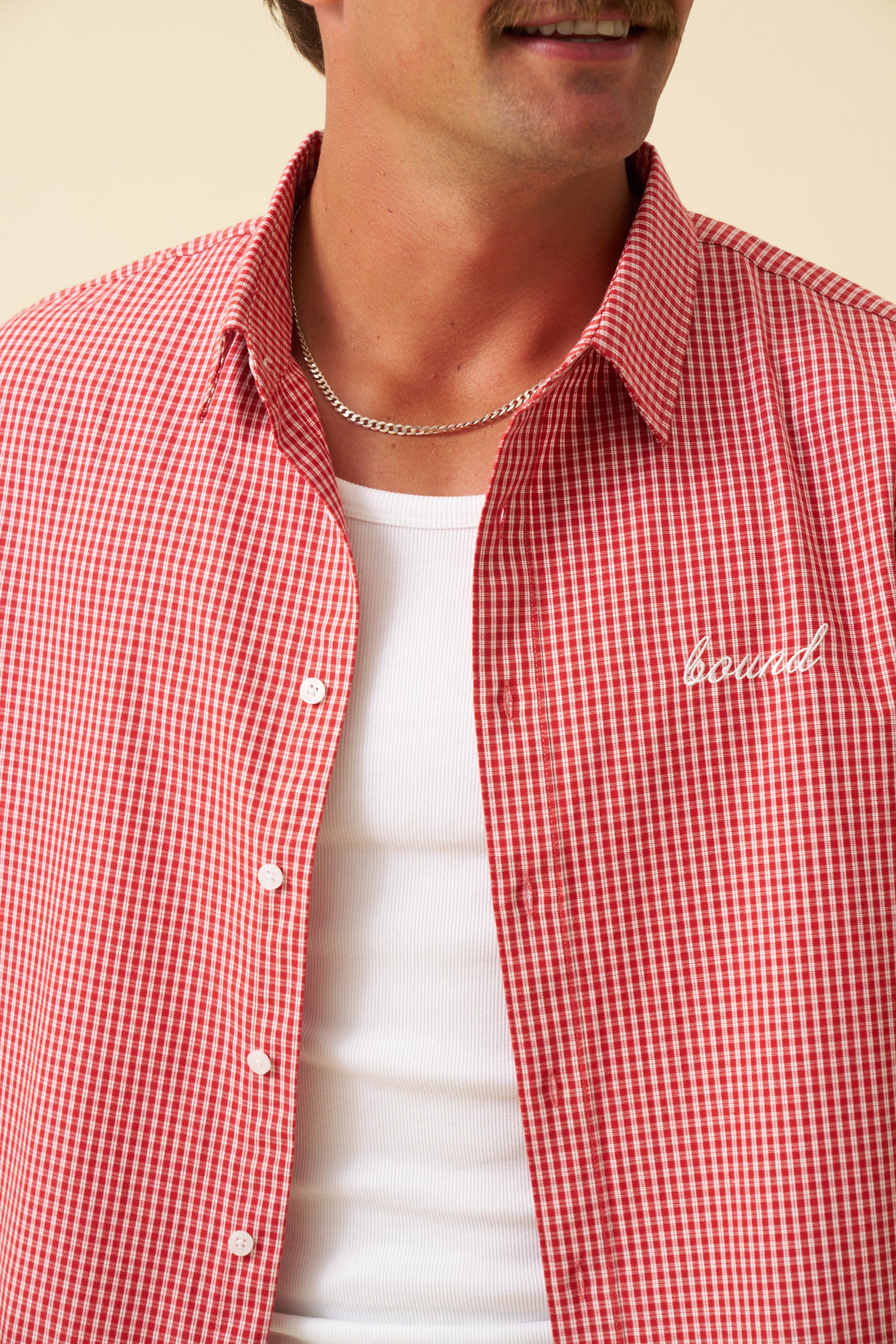 red gingham dress shirt Men's White and Oxblood Gingham Long Sleeve Dress Shirt, Stain Repellent, Wrinkle Resistant