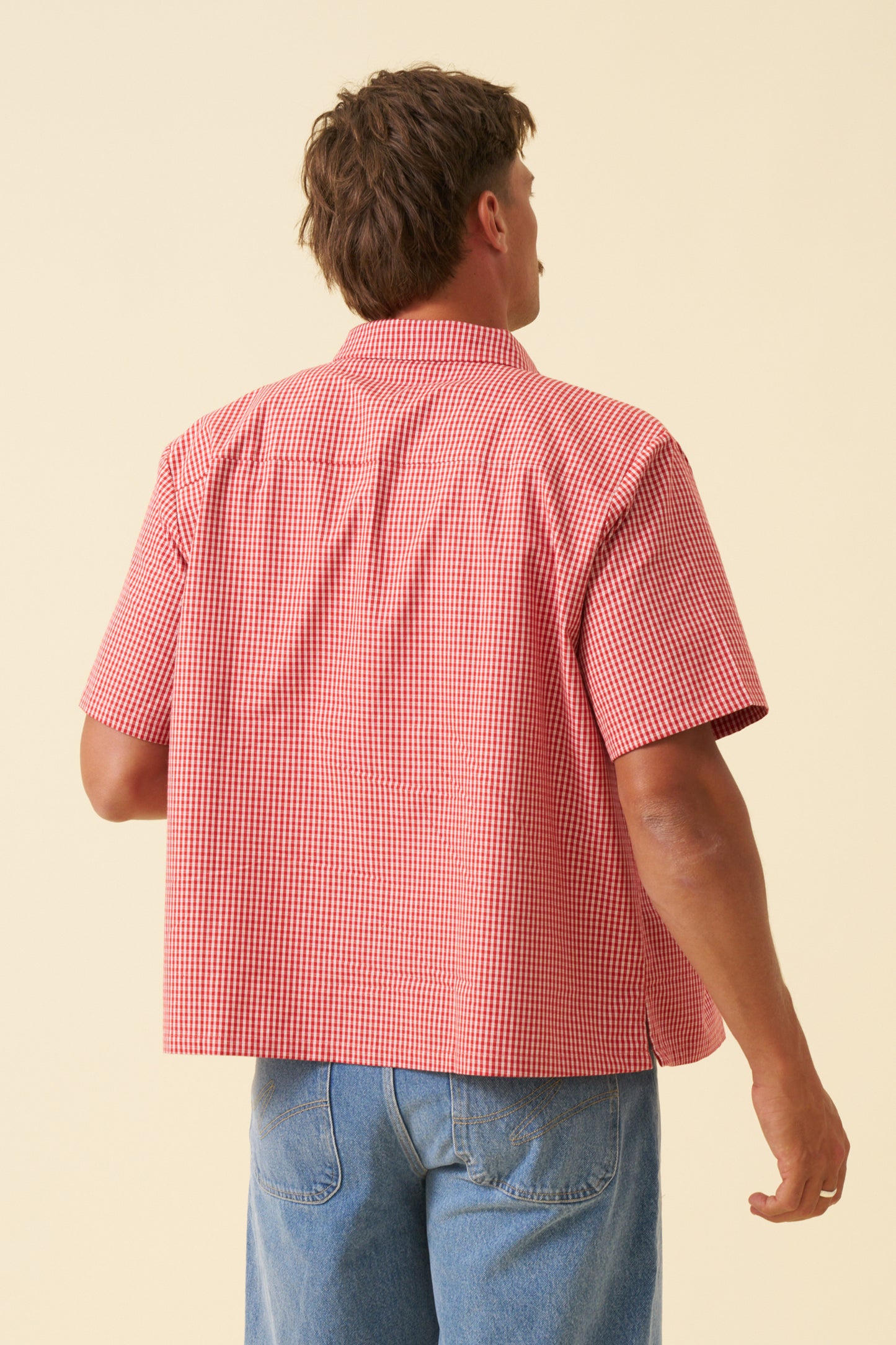 BOTHA CROPPED GINGHAM SHIRT - RED