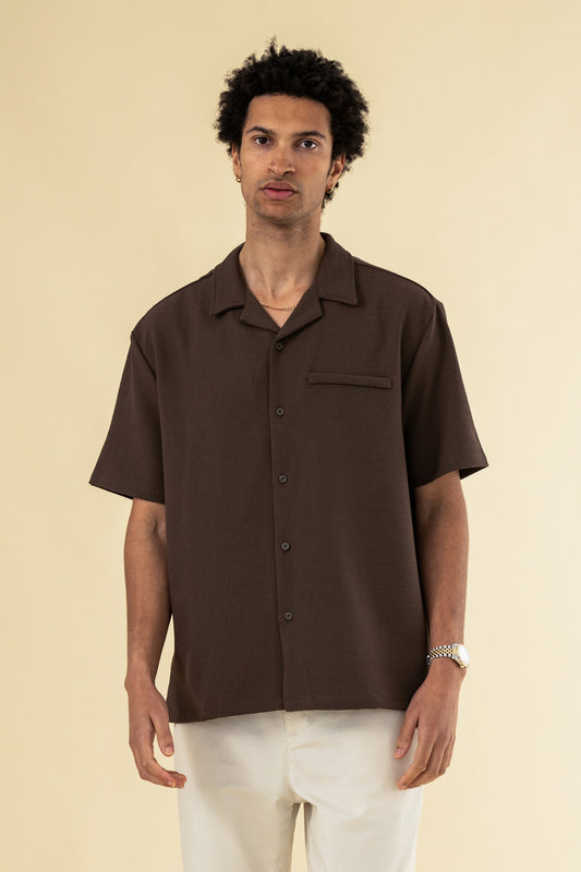 HEAVY CUBAN TEXTURED SS SHIRT - COCOA BROWN