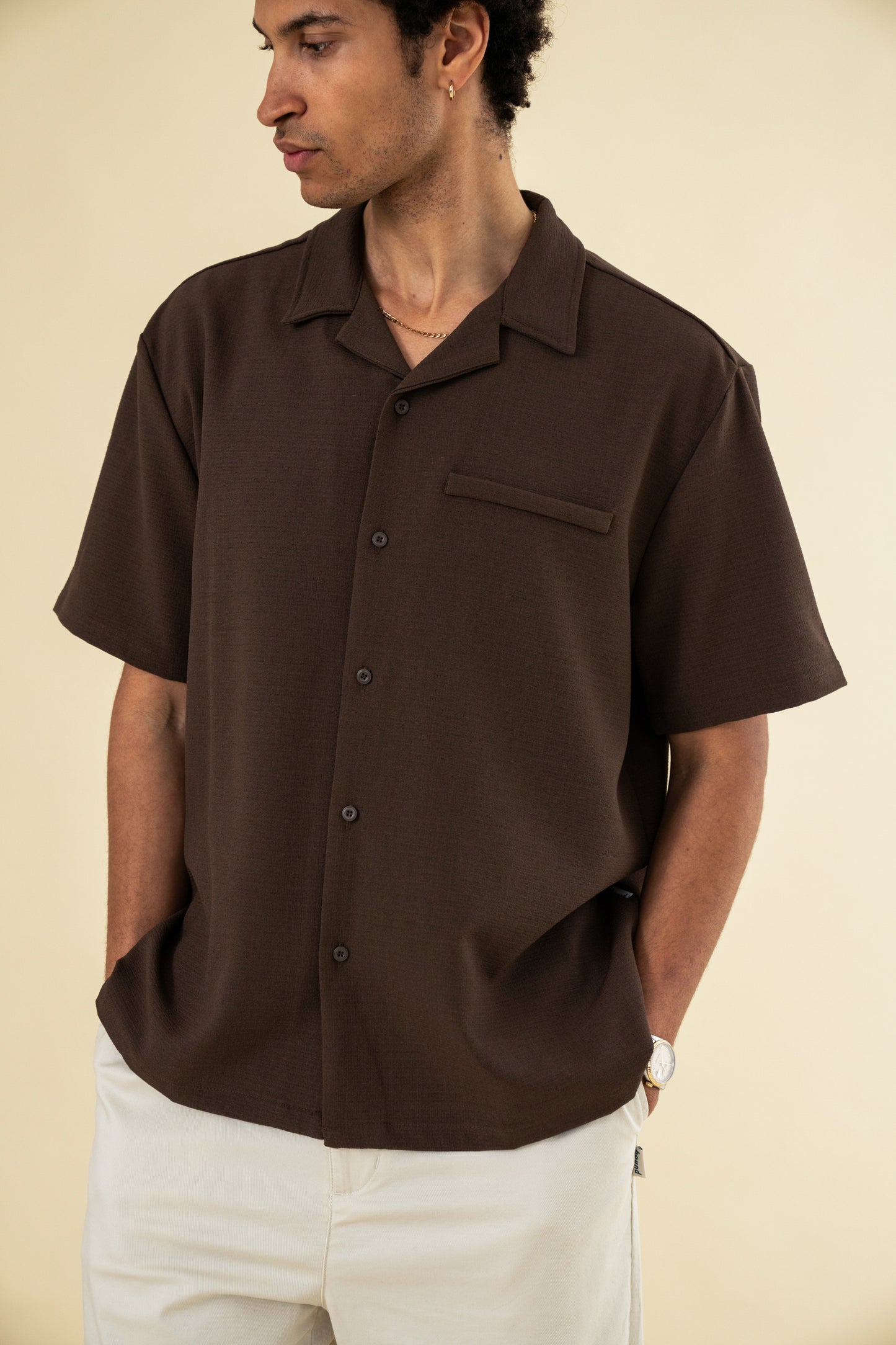 HEAVY CUBAN TEXTURED SS SHIRT - COCOA BROWN