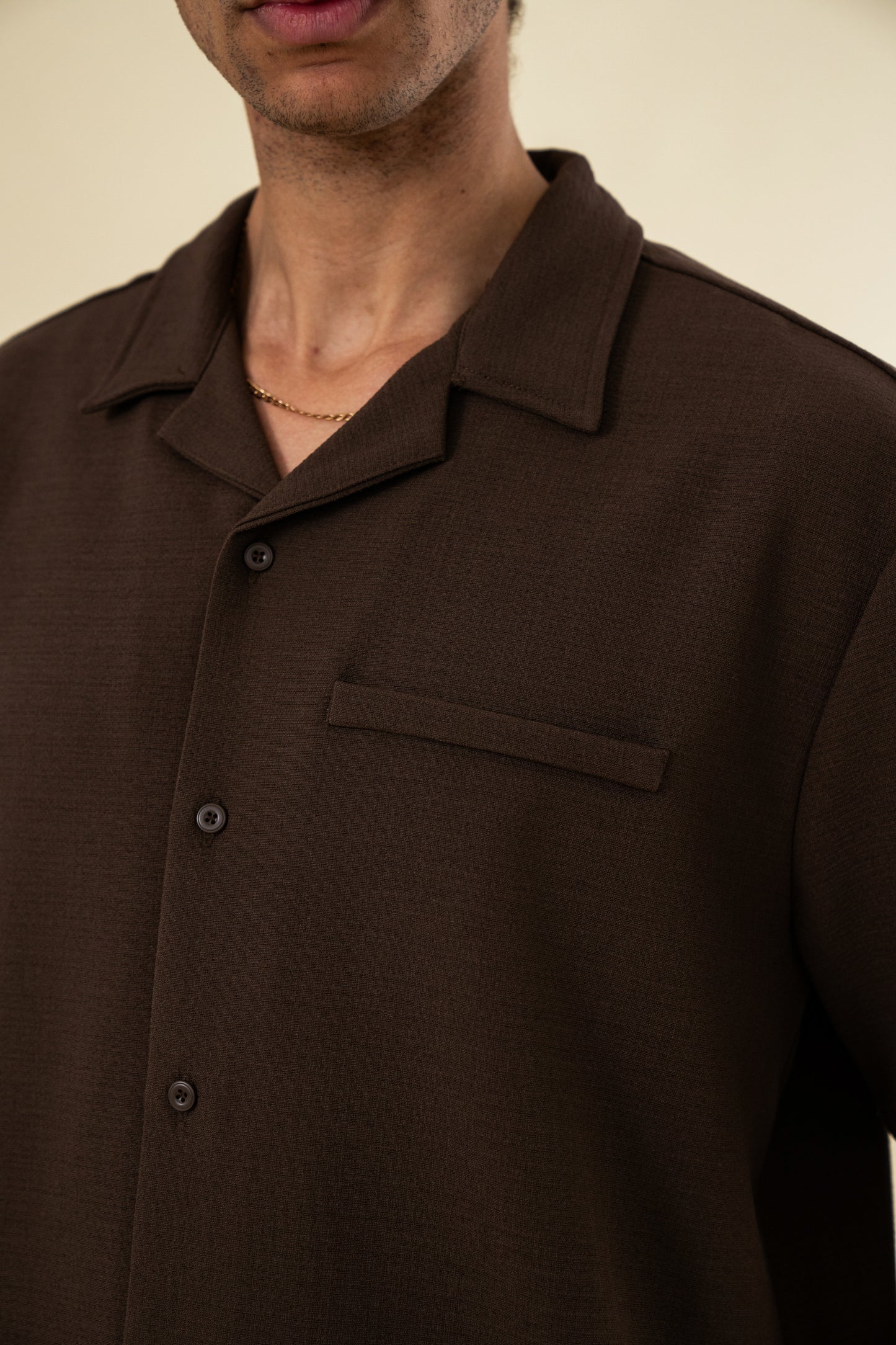 HEAVY CUBAN TEXTURED SS SHIRT - COCOA BROWN