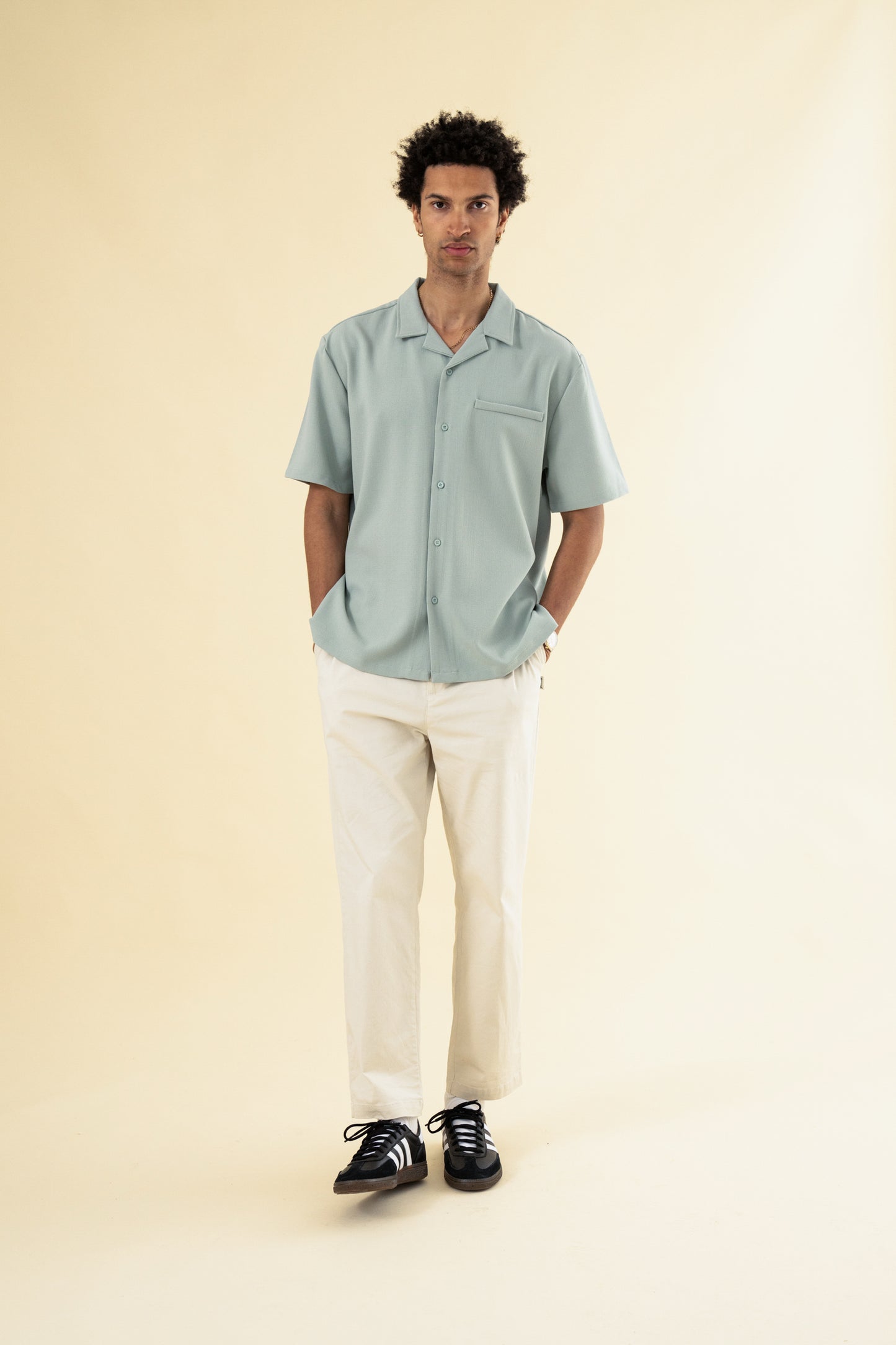 HEAVY CUBAN TEXTURED SS SHIRT - BROOK GREEN