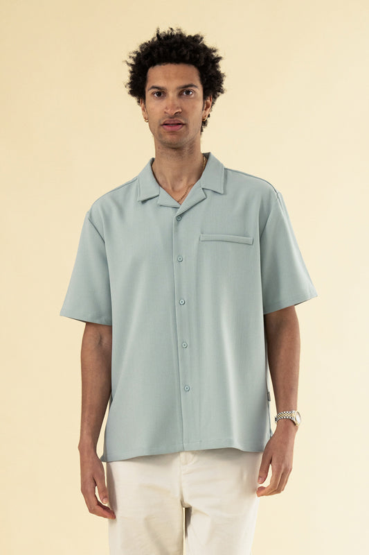 HEAVY CUBAN TEXTURED SS SHIRT - BROOK GREEN