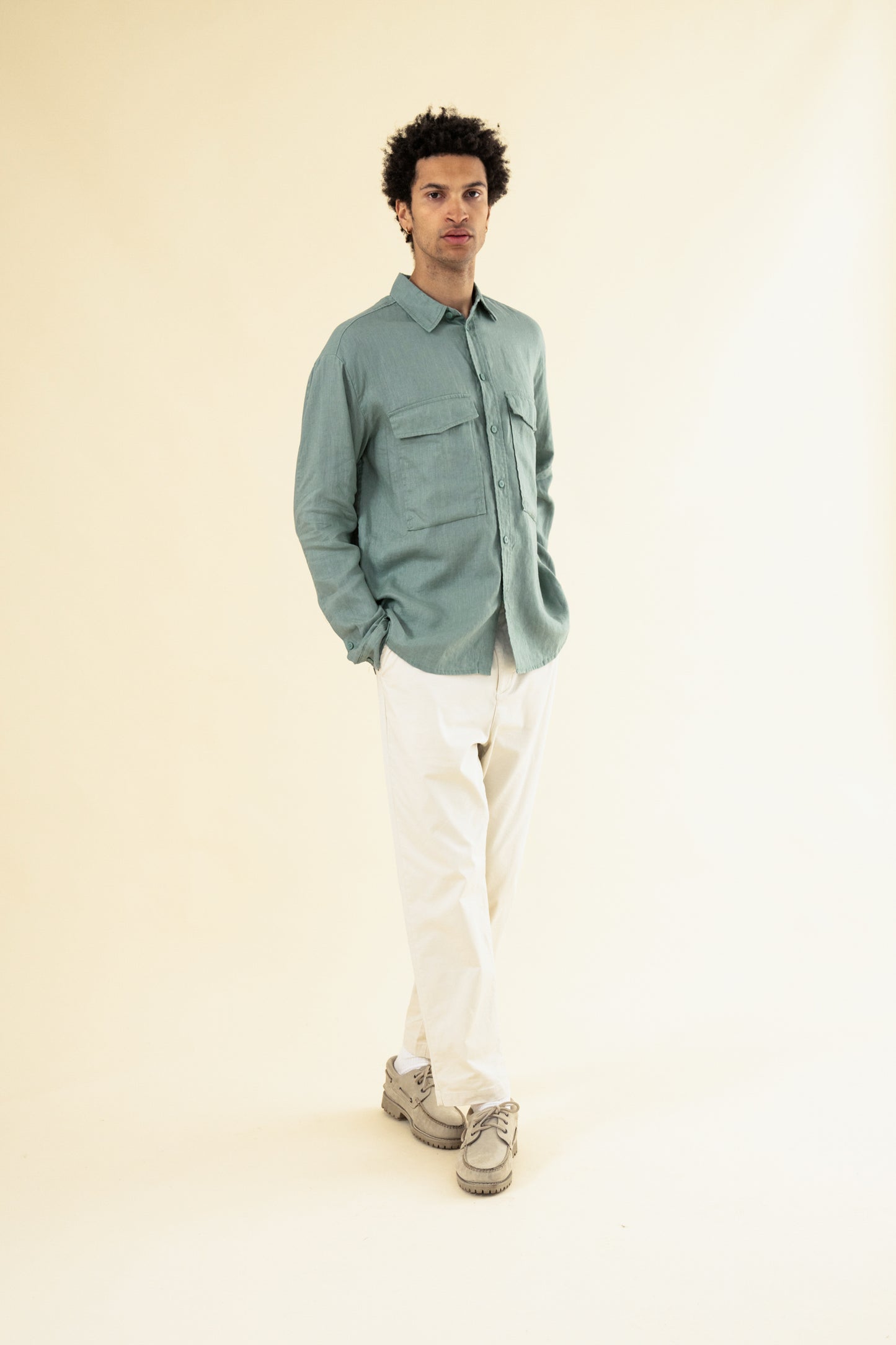 PREMIUM LINEN LONGSLEEVE SHIRT - AQUA