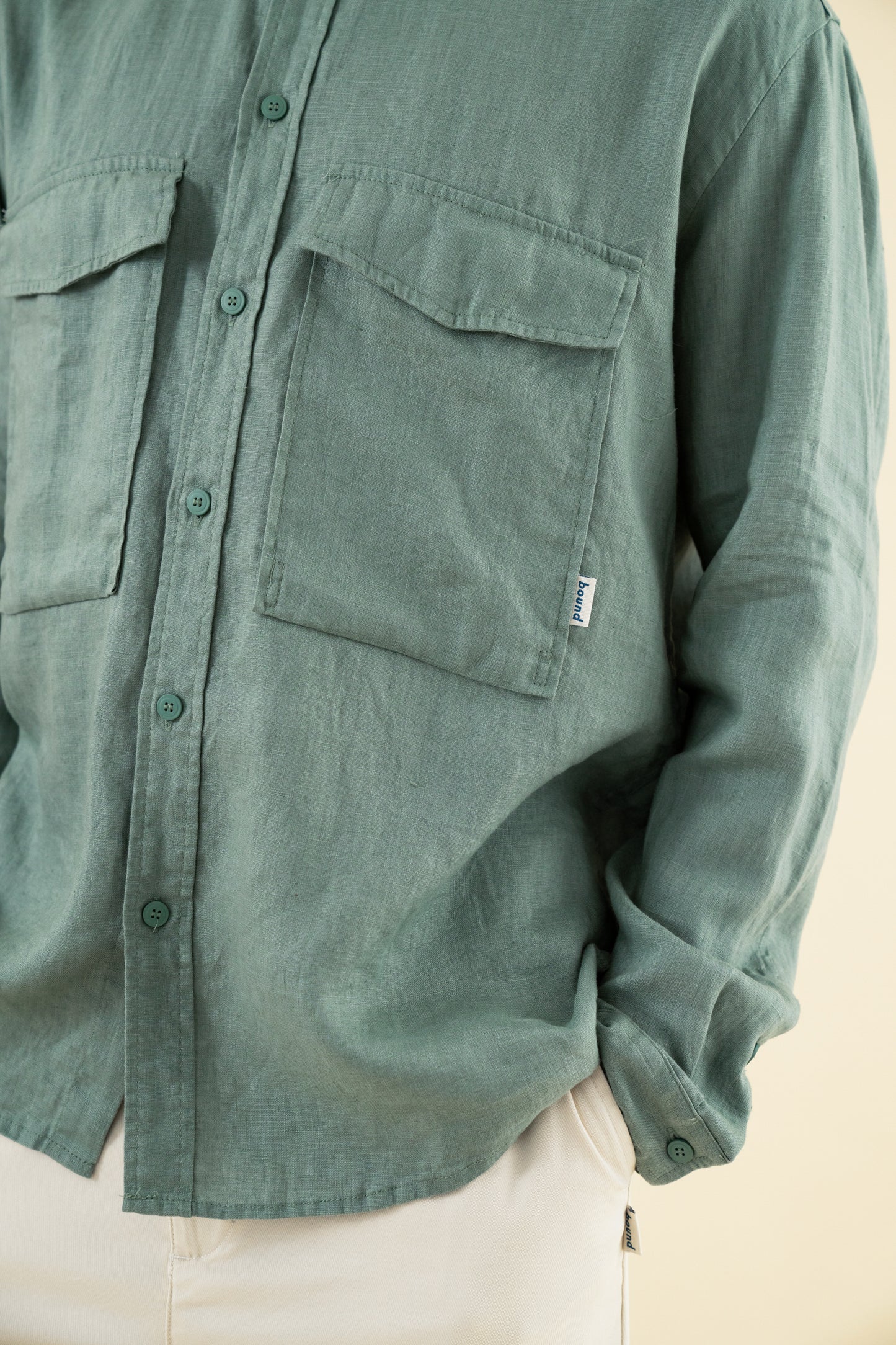 PREMIUM LINEN LONGSLEEVE SHIRT - AQUA