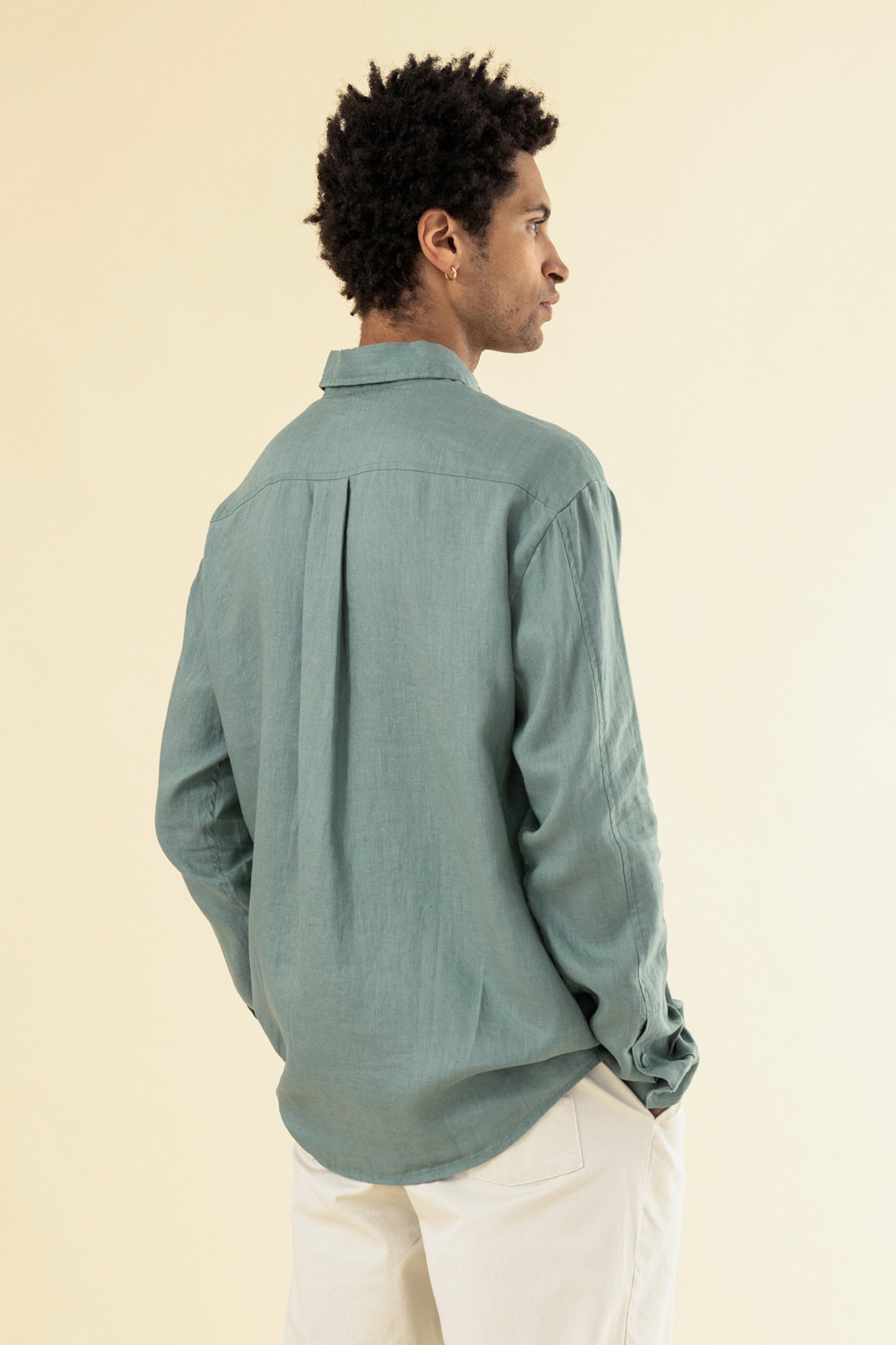PREMIUM LINEN LONGSLEEVE SHIRT - AQUA