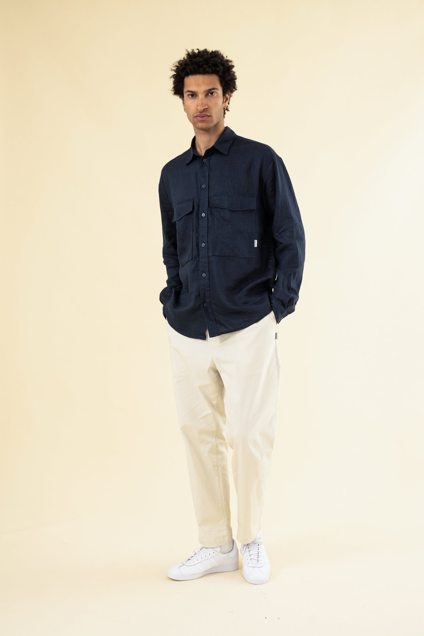 PREMIUM LINEN LONGSLEEVE SHIRT - NAVY