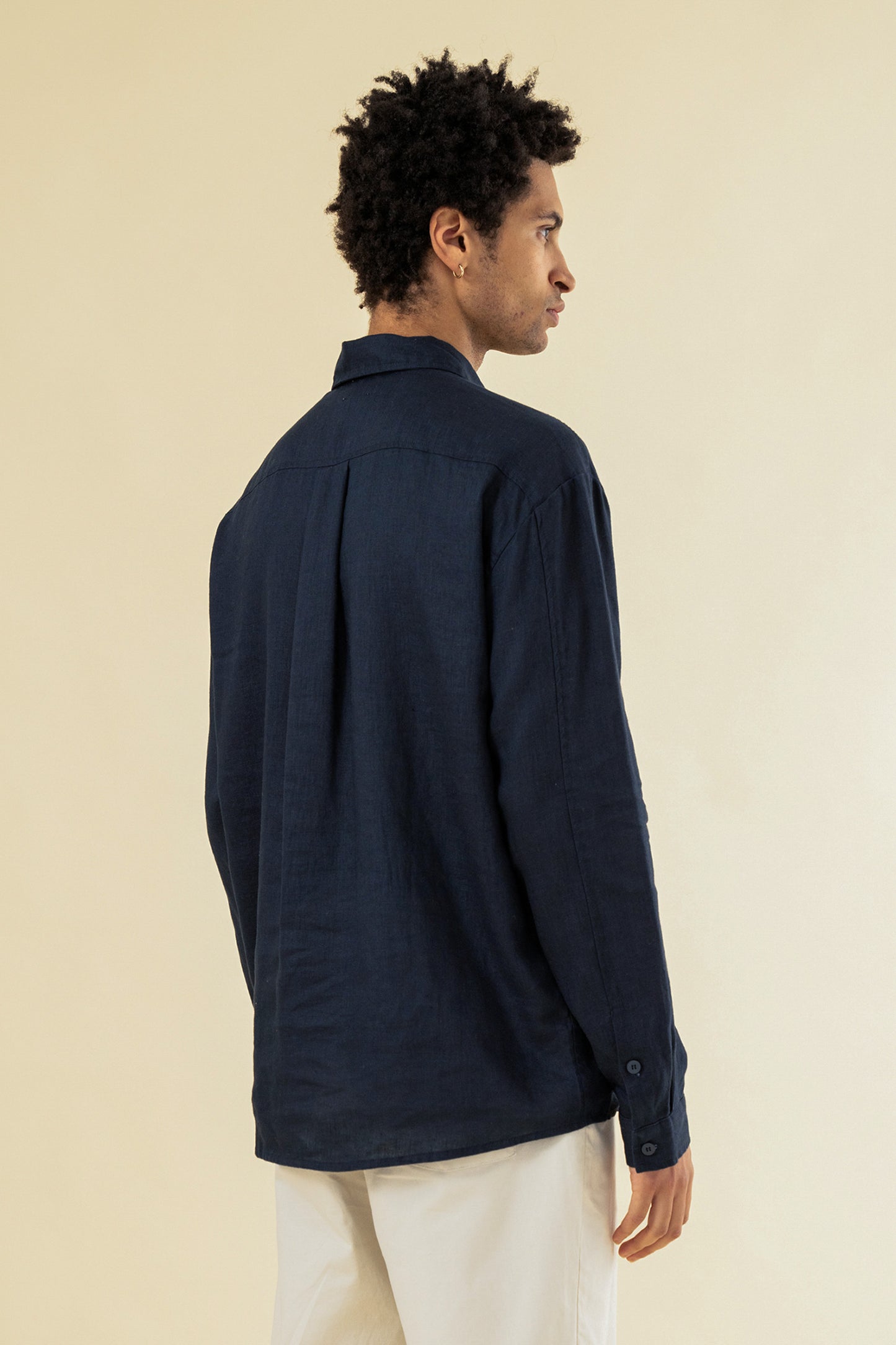 PREMIUM LINEN LONGSLEEVE SHIRT - NAVY