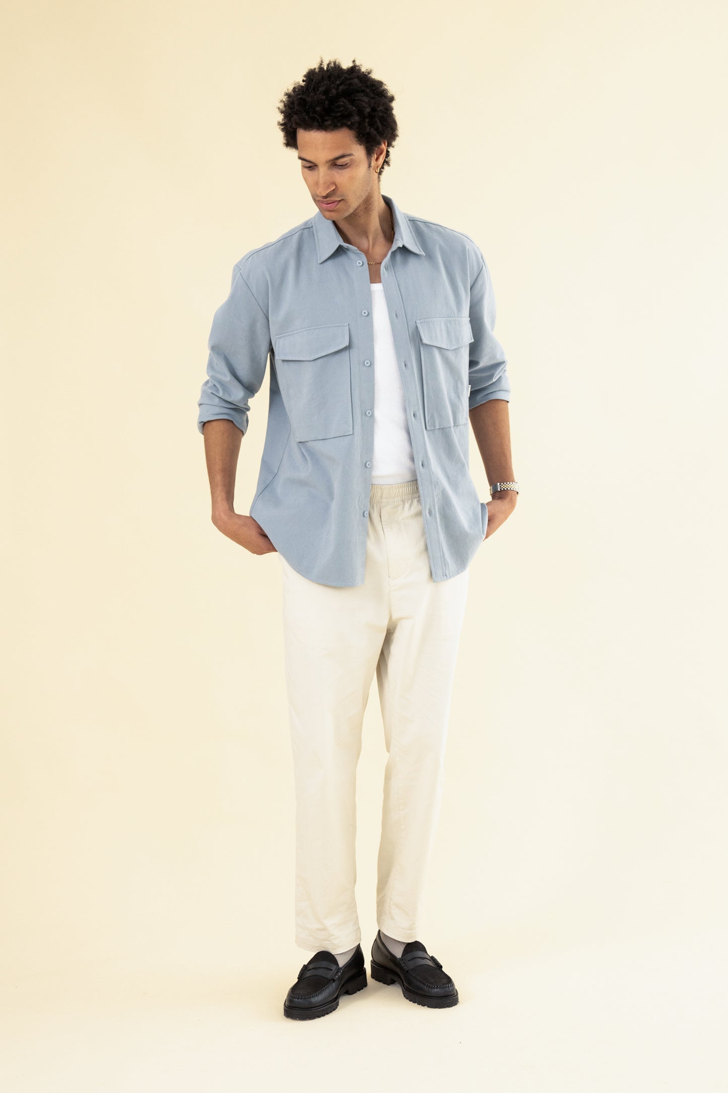 WILLIAM STAPLE COTTON TROUSER - ECRU