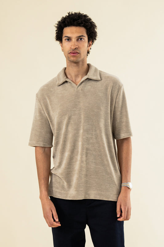 BRADLEY TERRY TOWEL POLO - TAN