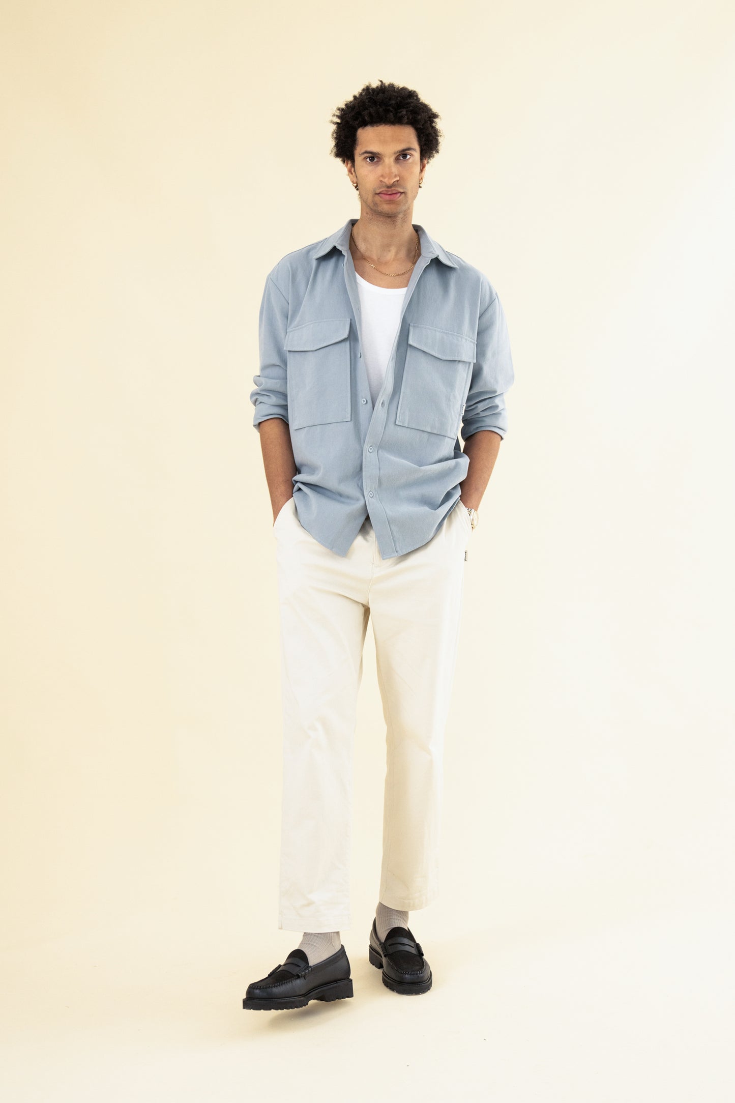 HEAVY CANVAS LONGSLEEVE SHIRT - LIGHT BLUE