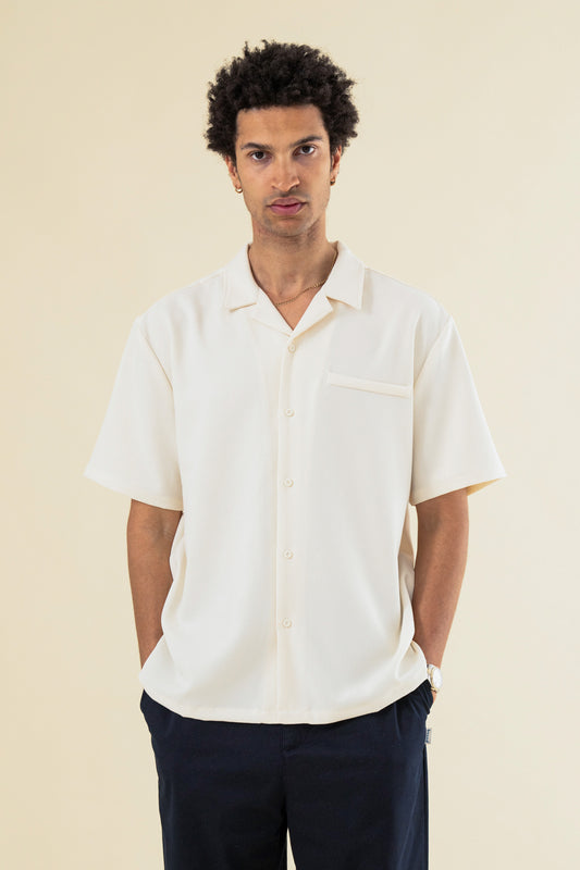 HEAVY CUBAN TEXTURED SS SHIRT - CREAM