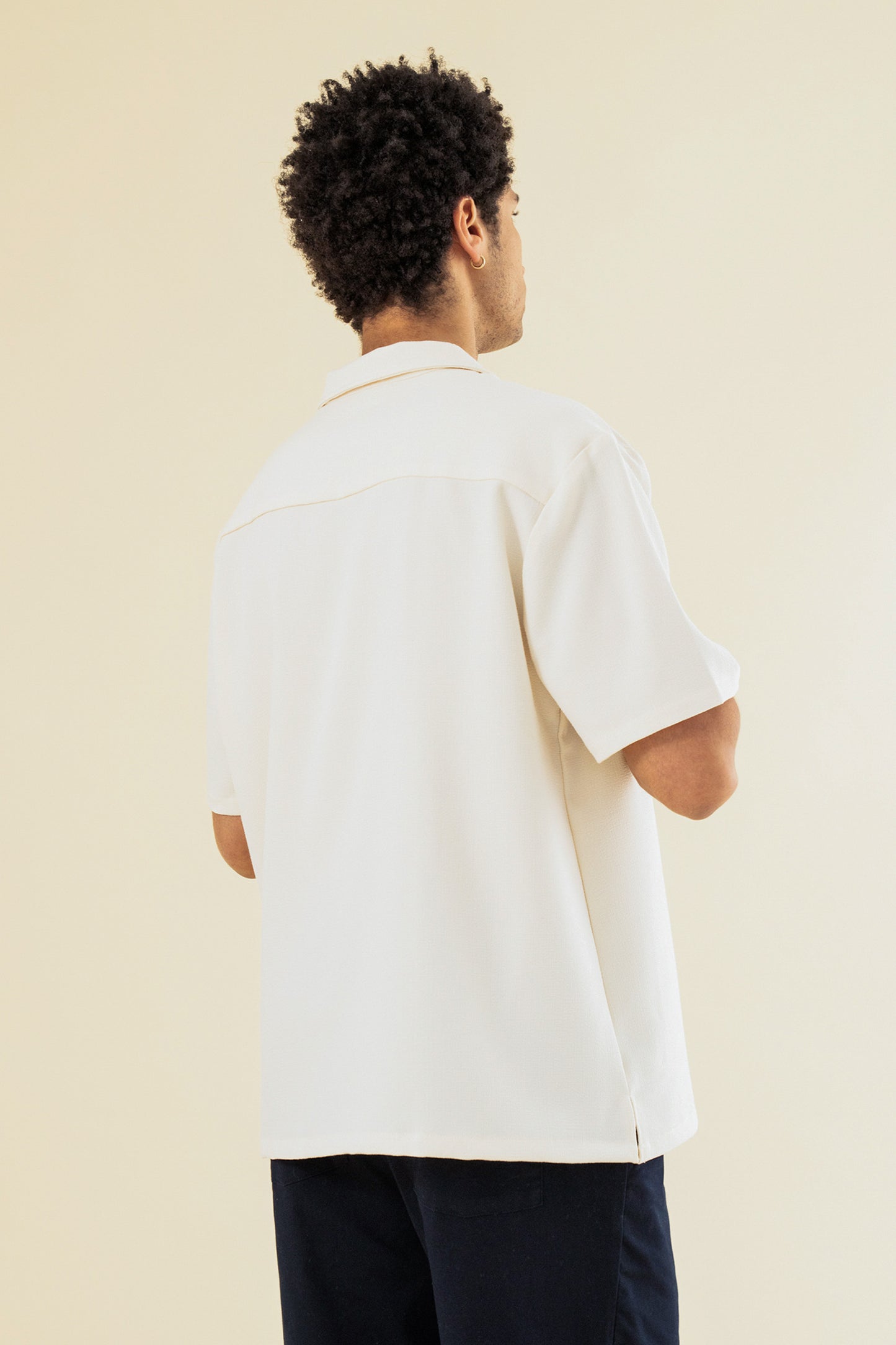 HEAVY CUBAN TEXTURED SS SHIRT - CREAM