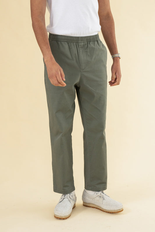 WILLIAM STAPLE COTTON TROUSER - OLIVE