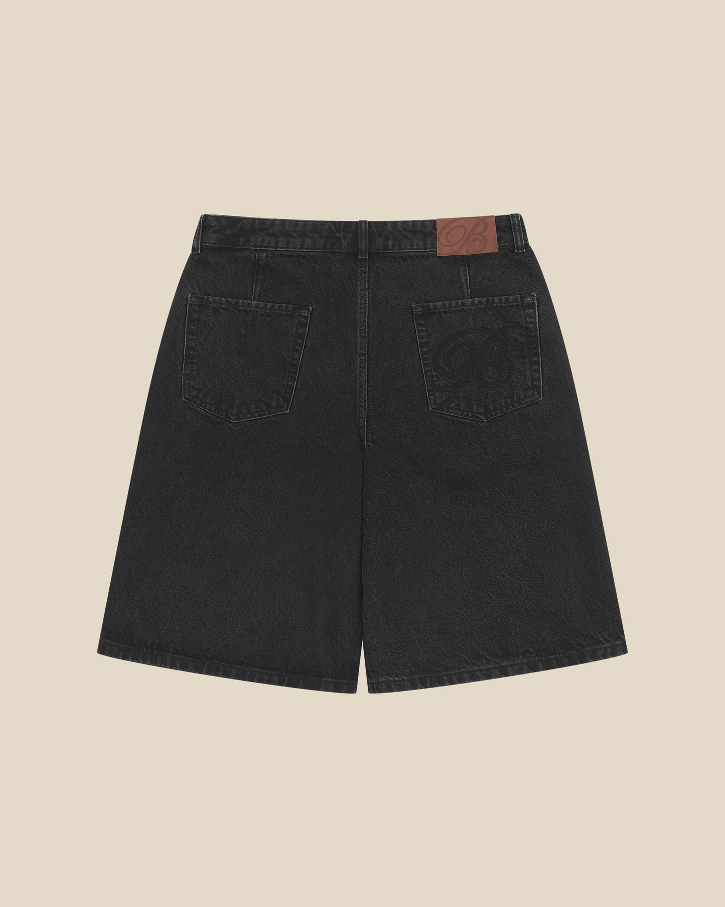 SIGNATURE DENIM JORTS - WASHED BLACK