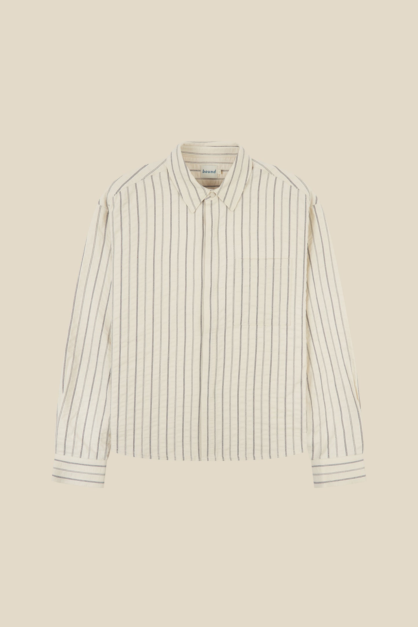 PORTO HERRINGBONE STRIPE SHIRT - CREAM